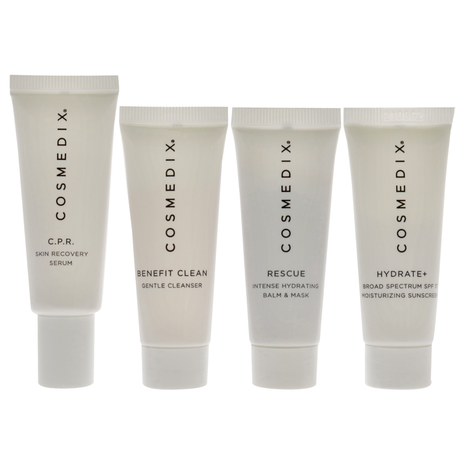 Sensitive Skin Essentials Kit by Cosmedix for Unisex - 4 Pc 0.5oz Benefit Clean, 0.5oz C.P.R., 0.5oz Rescue, 0.5oz Hydrate Plus