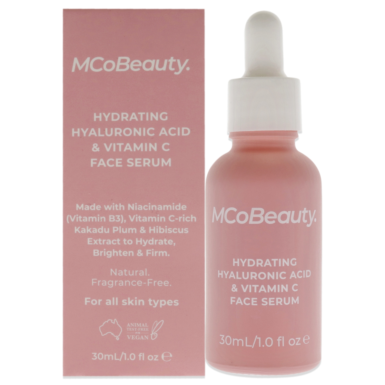 Hydrating Hyaluronic Acid and Vitamin C Face Serum by MCoBeauty for Women - 1 oz Serum