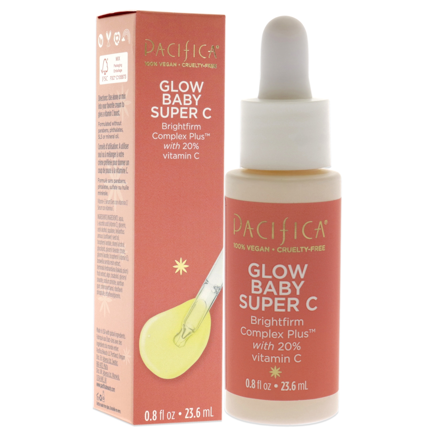 Sérum Glow Baby Super C Serum par Pacifica pour unisexe - 0,8 oz de Sérum