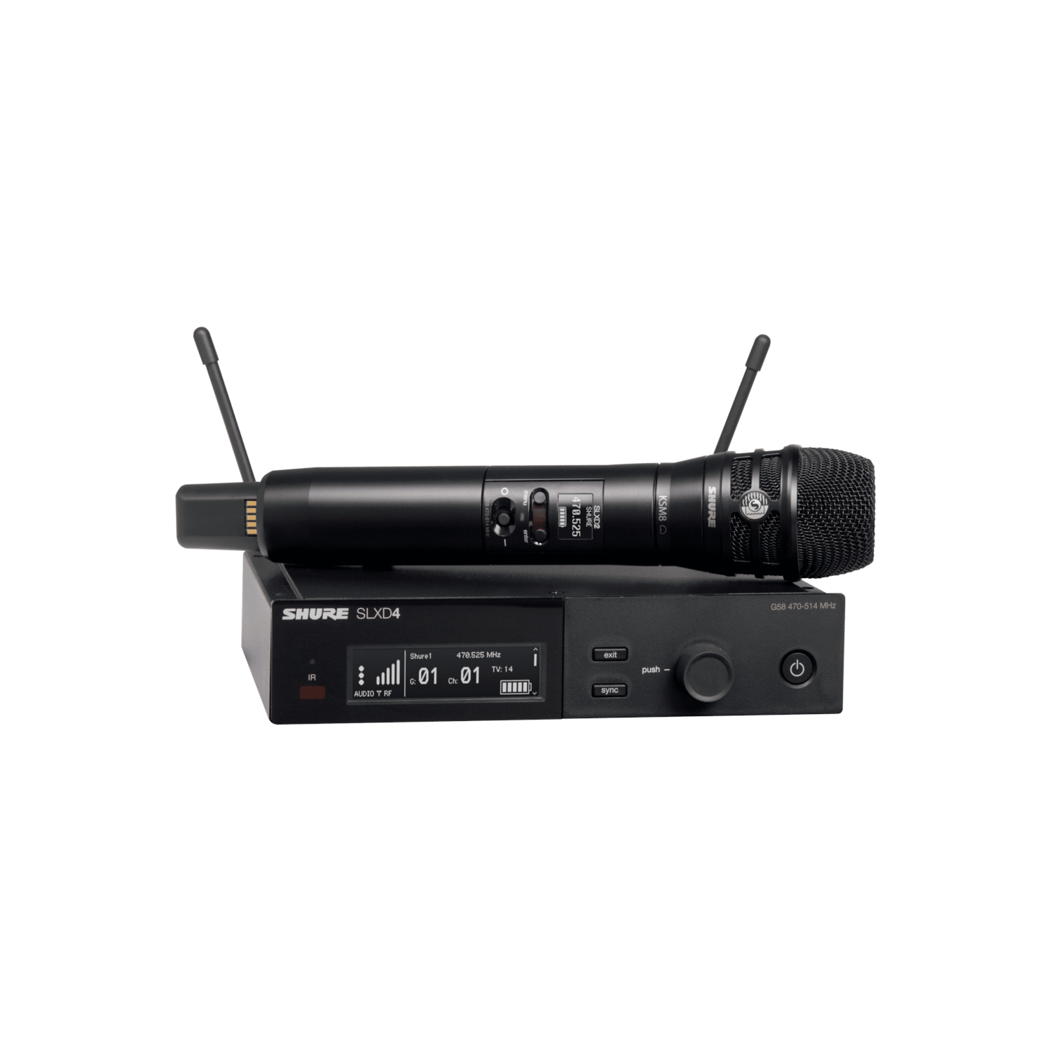 Système portatif sans fil SLXD24/8&nbsp;B de Shure avec capsule KSM8 - H55