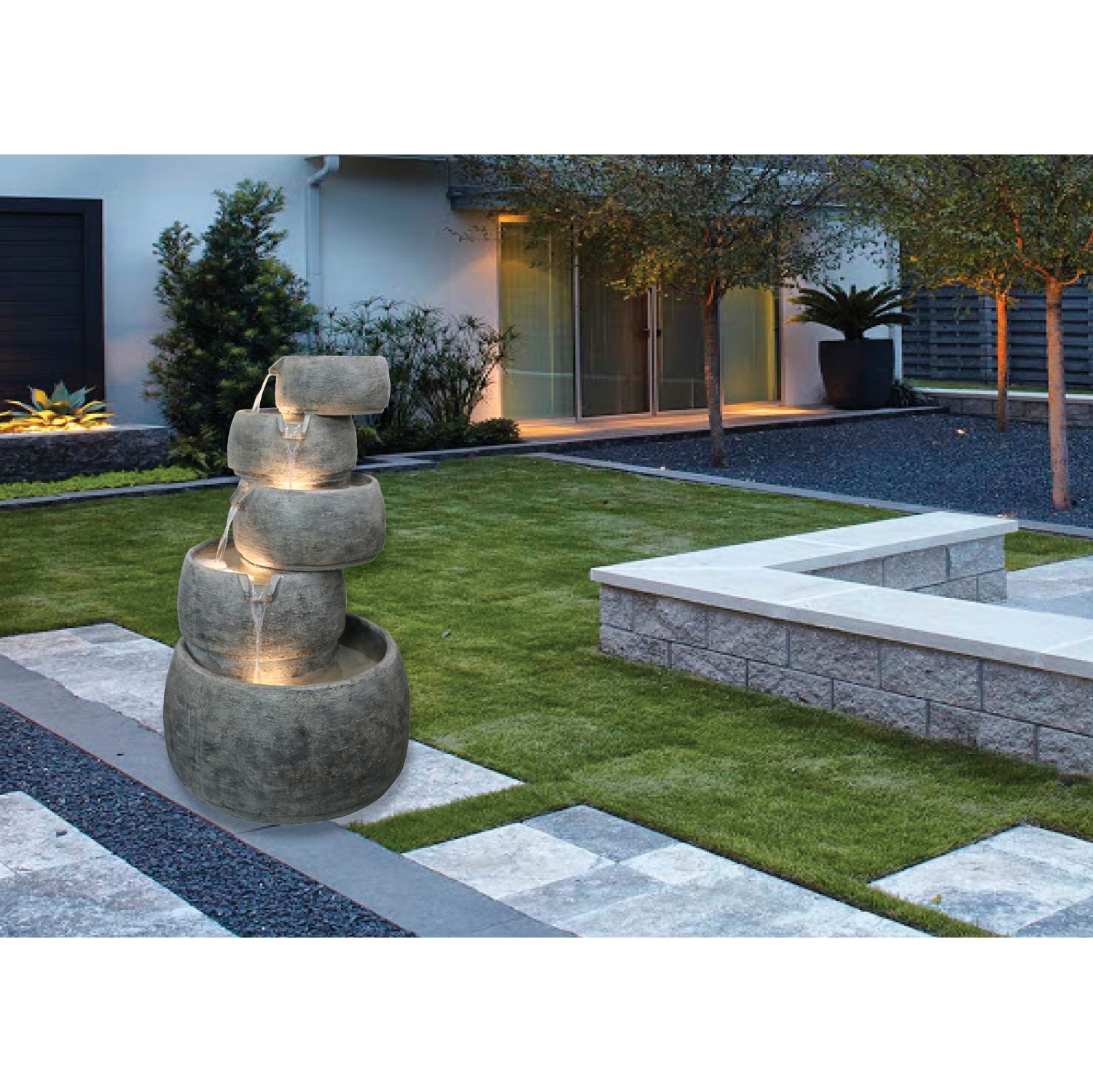 Henryka Outdoor Fountain - LED Lights - Resin