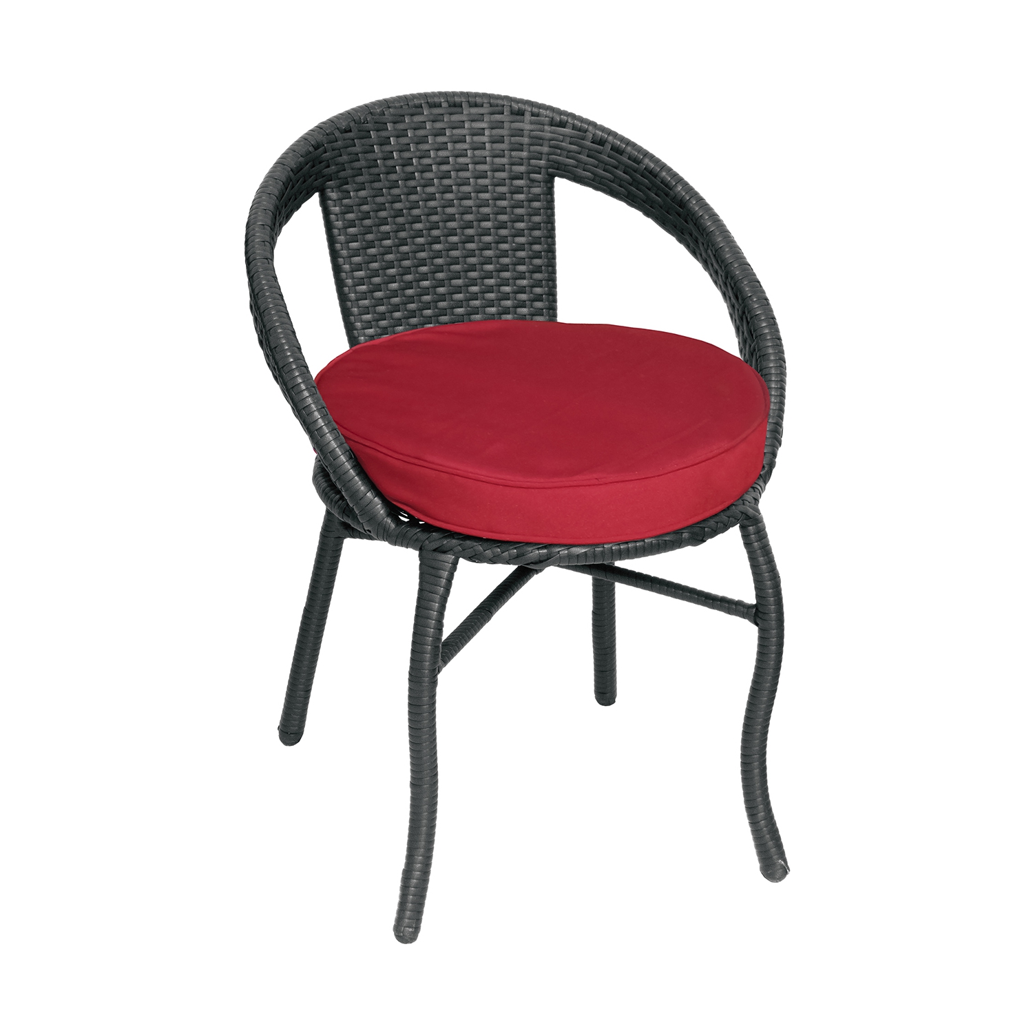 Henryka Black Patio Bistro Set with Red Polyester Cushions - 3-Piece