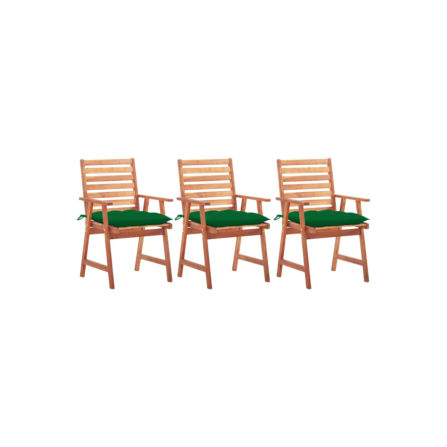 Chaises de salle à manger de patio VidaXL, 3 pièces, coussins en bois d’acacia massif