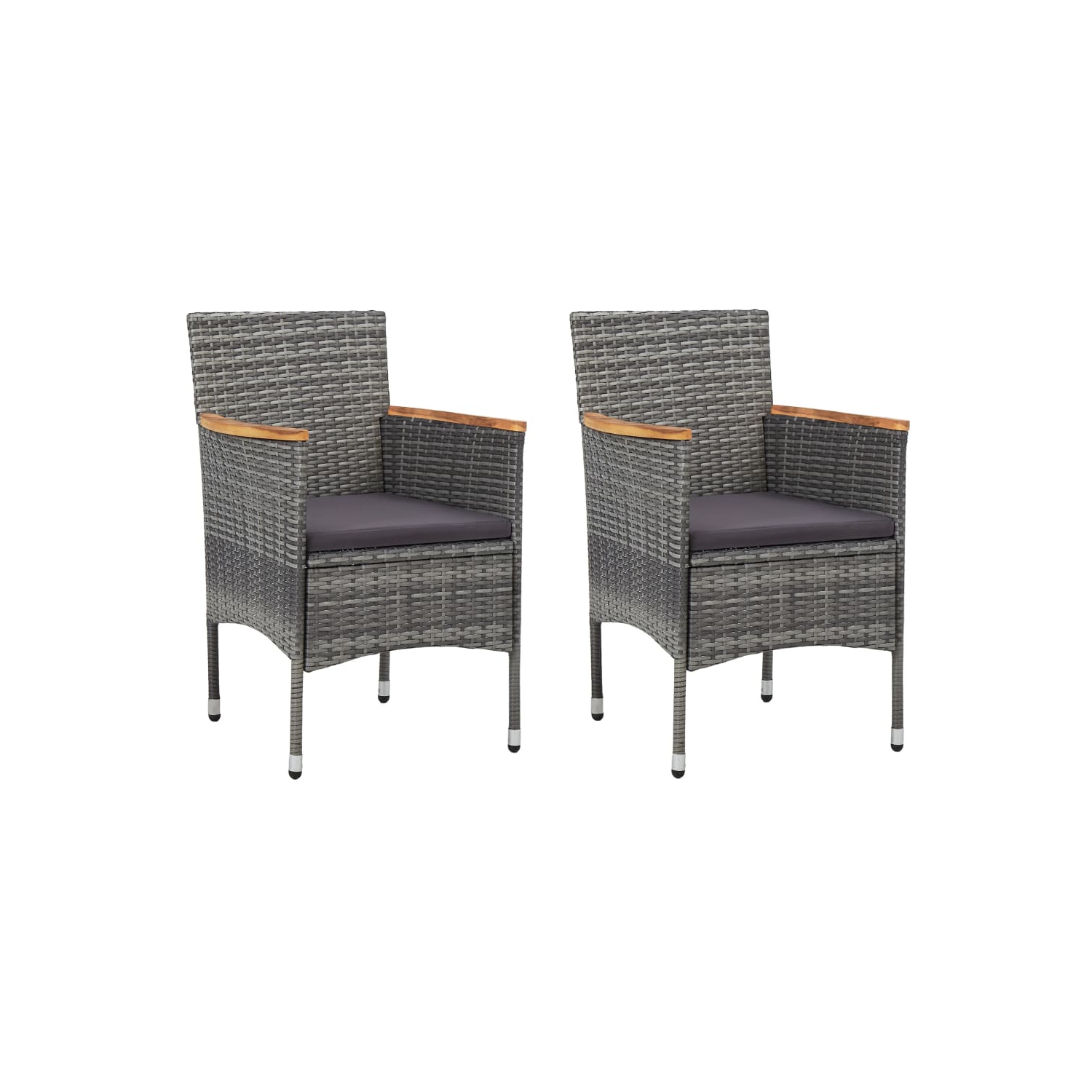 vidaXL Patio Dining Chairs 2 pcs Poly Rattan Gray