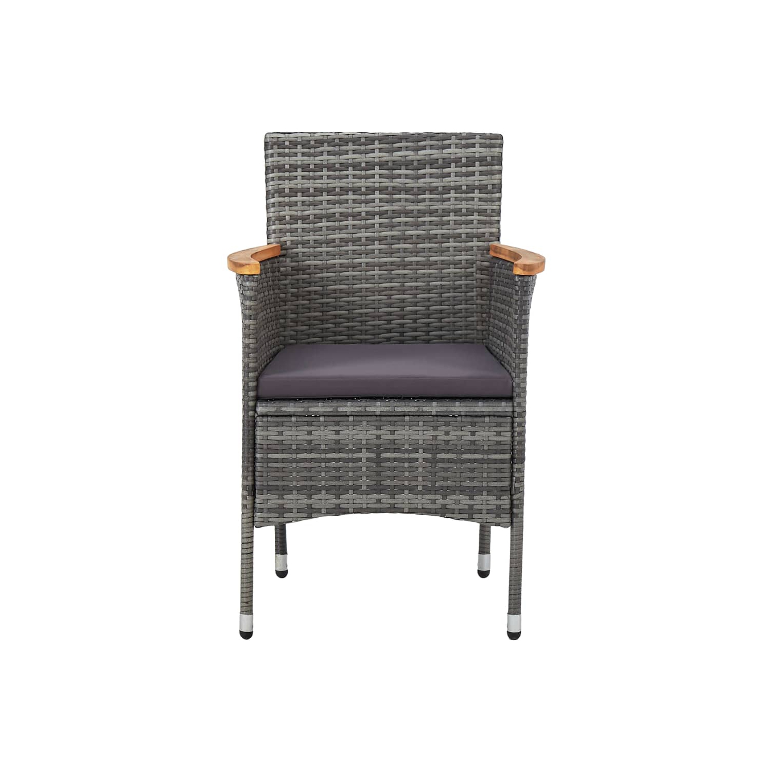 vidaXL Patio Dining Chairs 2 pcs Poly Rattan Gray