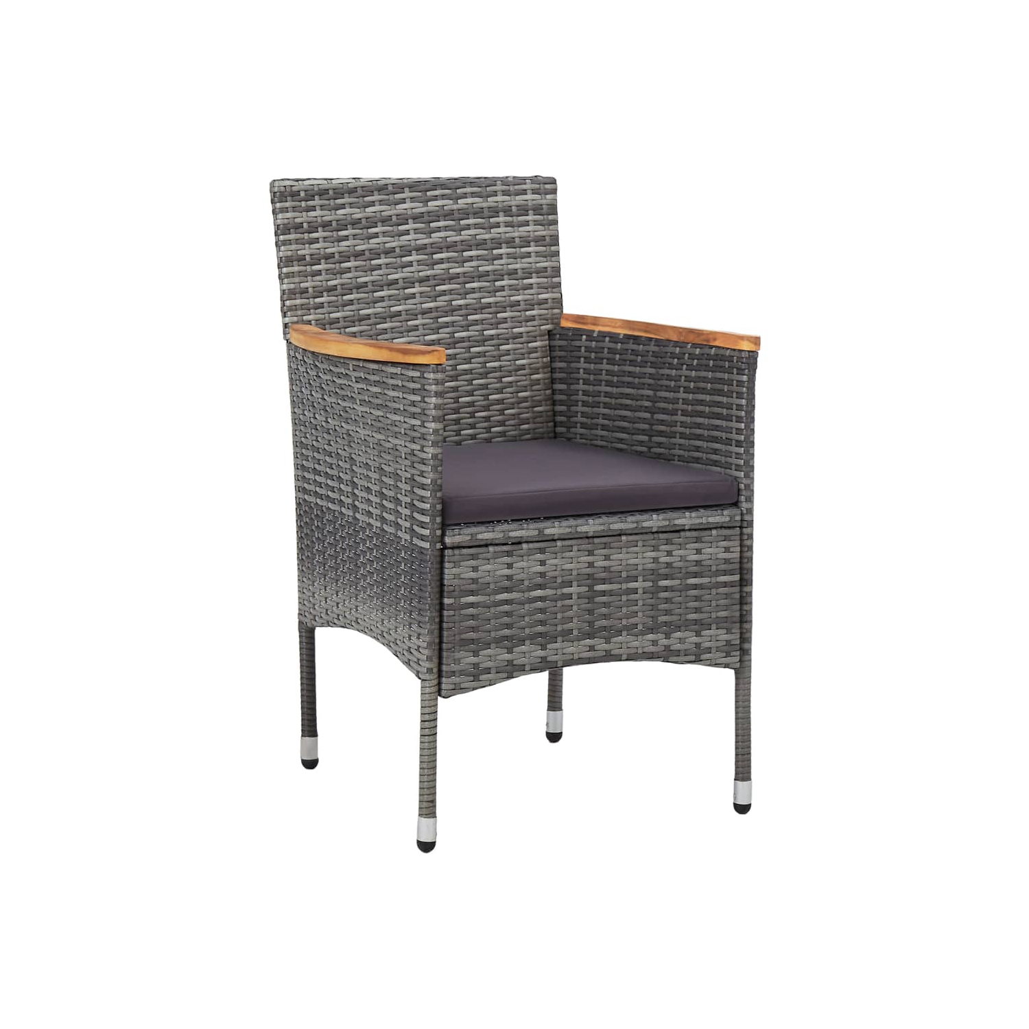 vidaXL Patio Dining Chairs 2 pcs Poly Rattan Gray