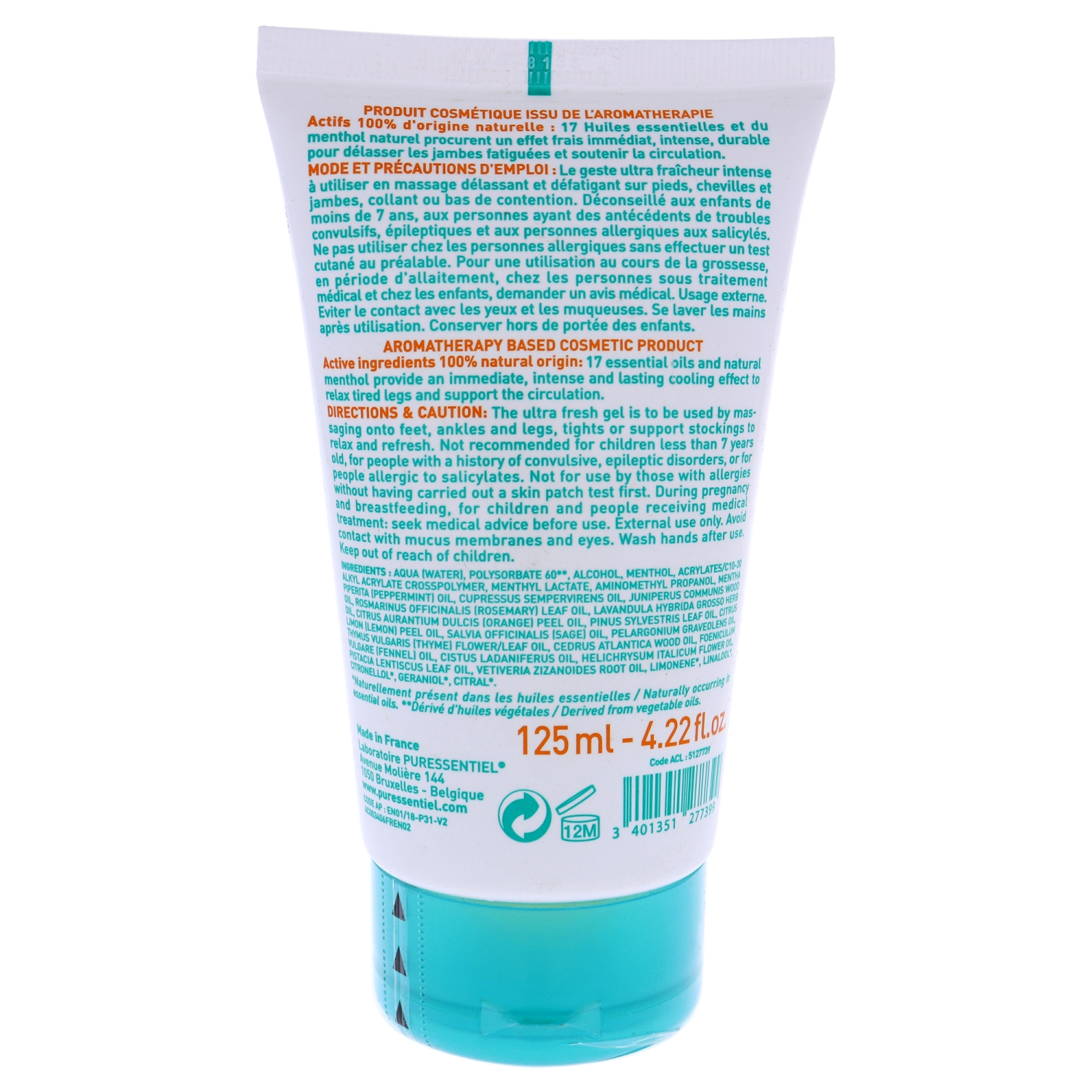 Circulation Ultra Fresh Gel by Puressentiel for Unisex - 4.22 oz Gel