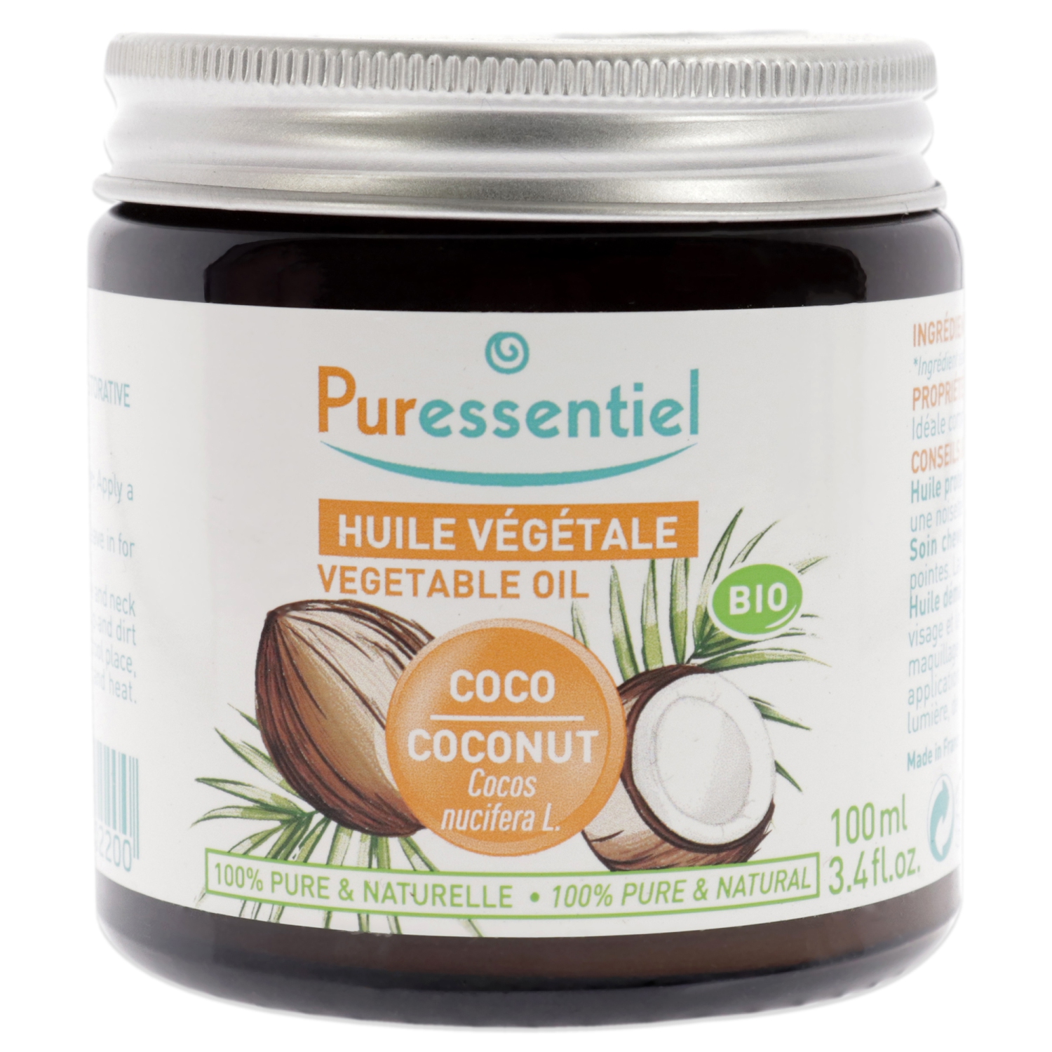 Organic Vegetable Oil - Coconut by Puressentiel for Unisex - 3.4 oz Oil