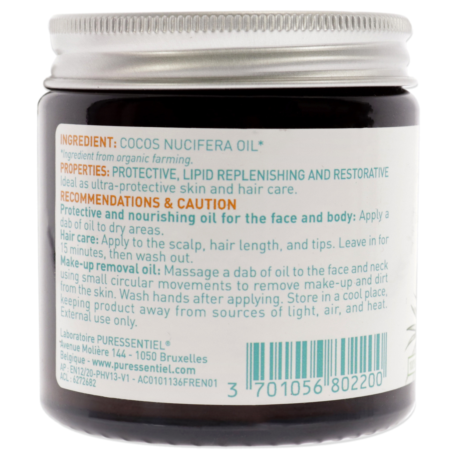 Organic Vegetable Oil - Coconut by Puressentiel for Unisex - 3.4 oz Oil