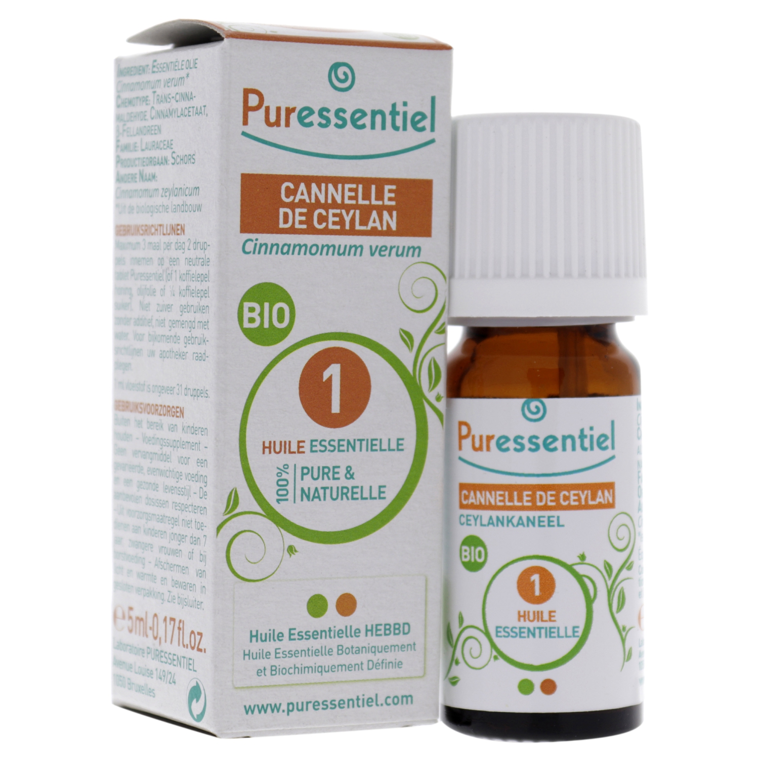 Organic Essential Oil - Cinnamon Ceylan by Puressentiel for Unisex - 0.17 oz Oil