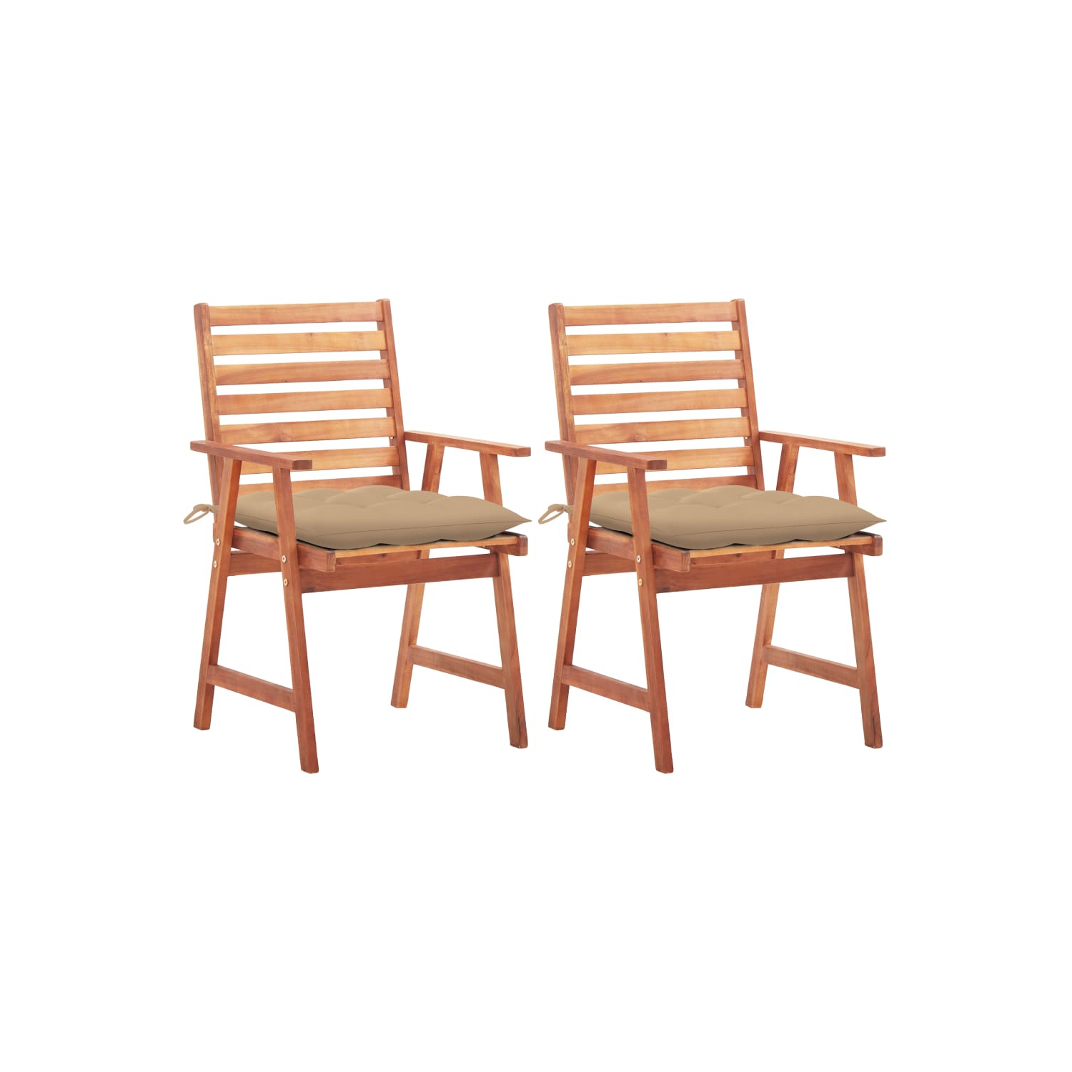 Chaises de salle à manger de terrasse vidaXL 2 pièces avec coussins bois d'acacia massif