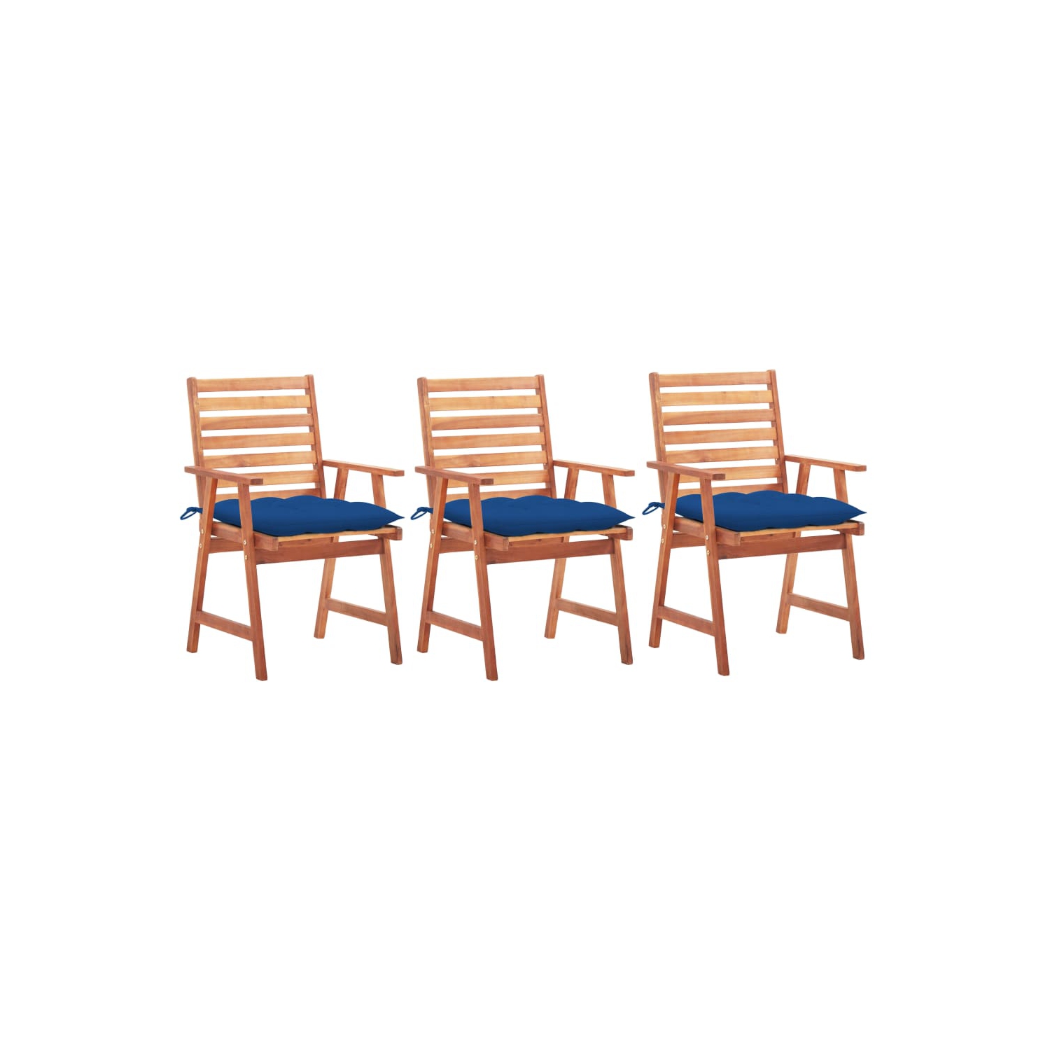 vidaXL Patio Dining Chairs 3 pcs with Cushions Solid Acacia Wood