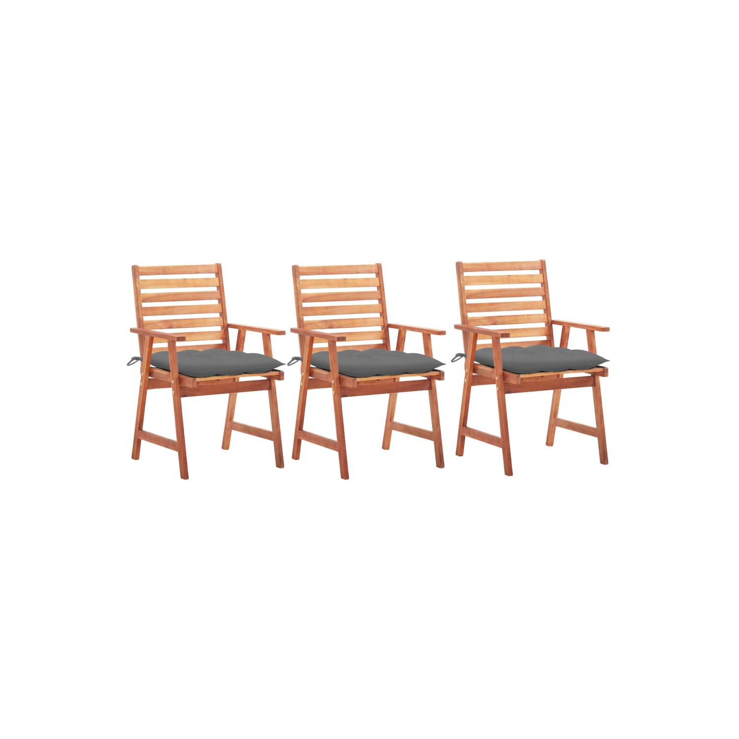 vidaXL Patio Dining Chairs 3 pcs with Cushions Solid Acacia Wood