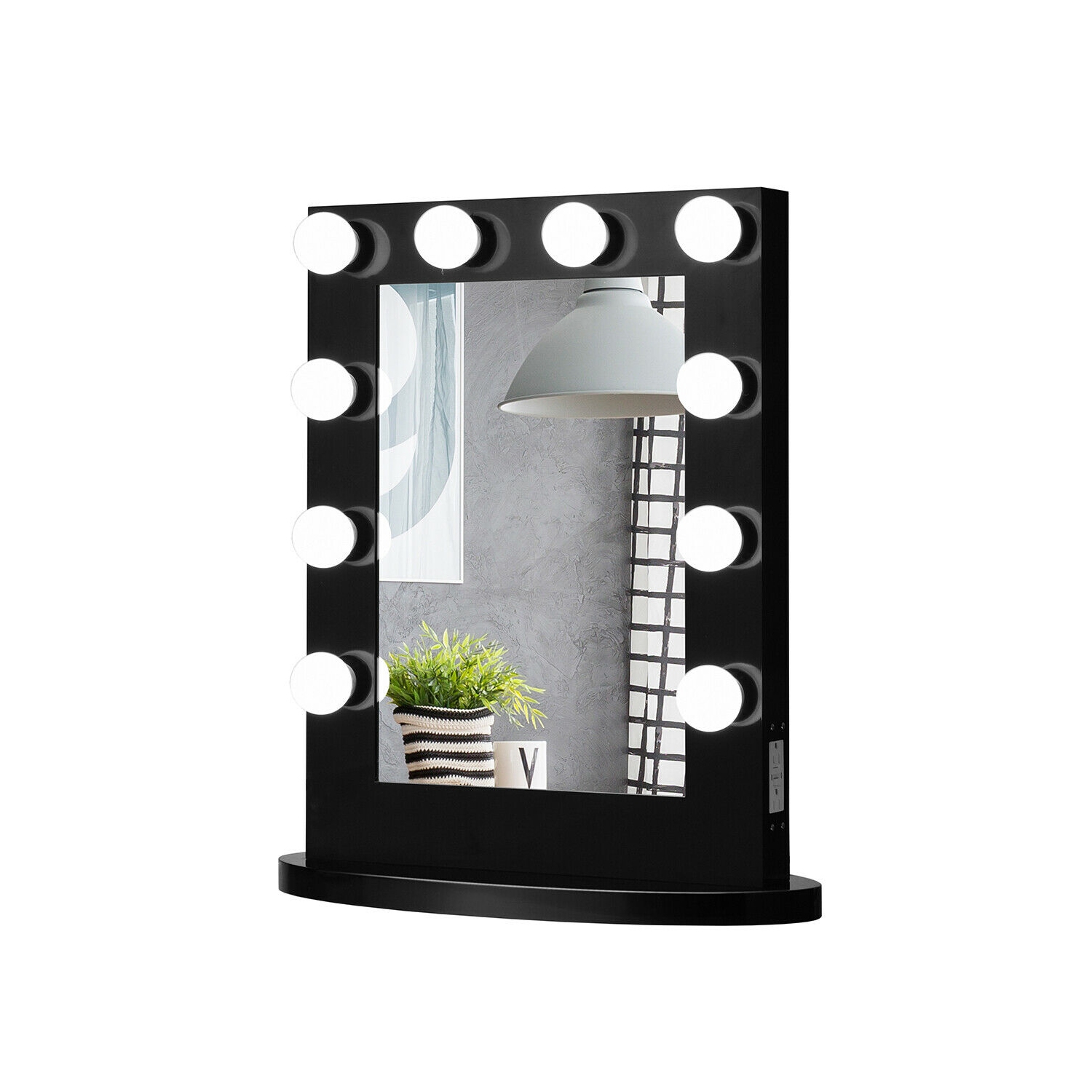 Gymax Wall Mounted Vanity Mirror Hollywood Makeup Dimmer Light Black