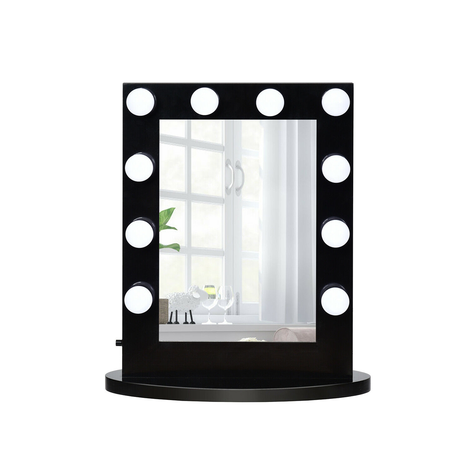 Gymax Wall Mounted Vanity Mirror Hollywood Makeup Dimmer Light Black