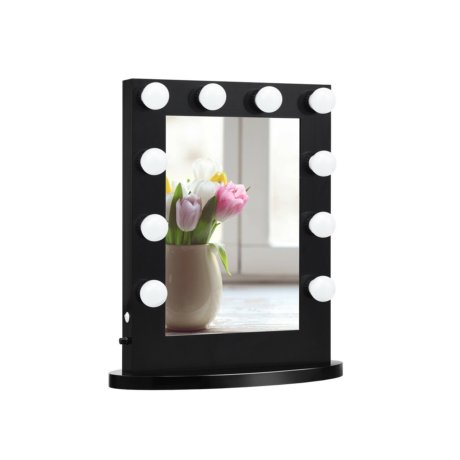 Gymax Wall Mounted Vanity Mirror Hollywood Makeup Dimmer Light Black