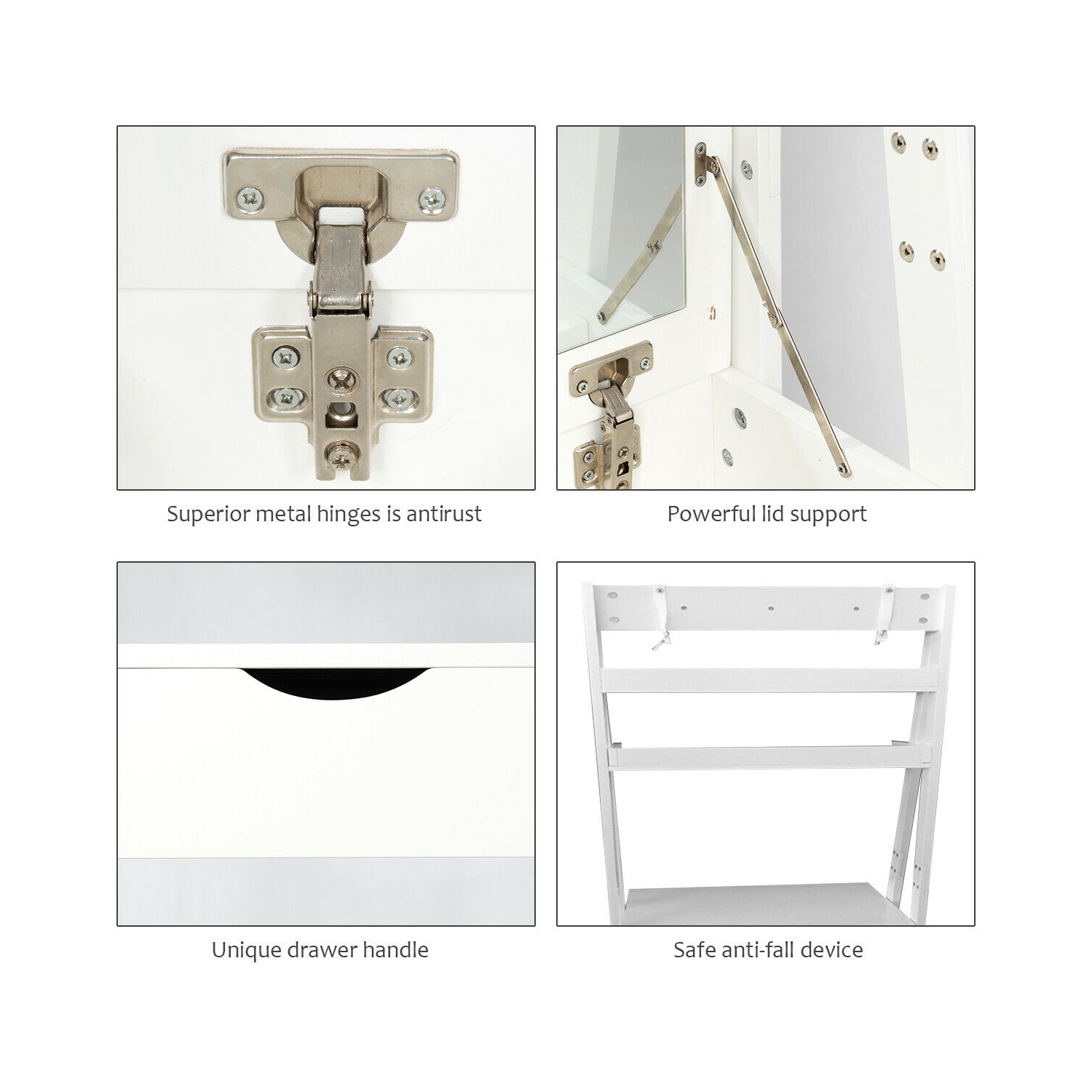 Gymax Vanity Set Makeup Dressing Table w/Flip Top Mirror Hooks Shelves