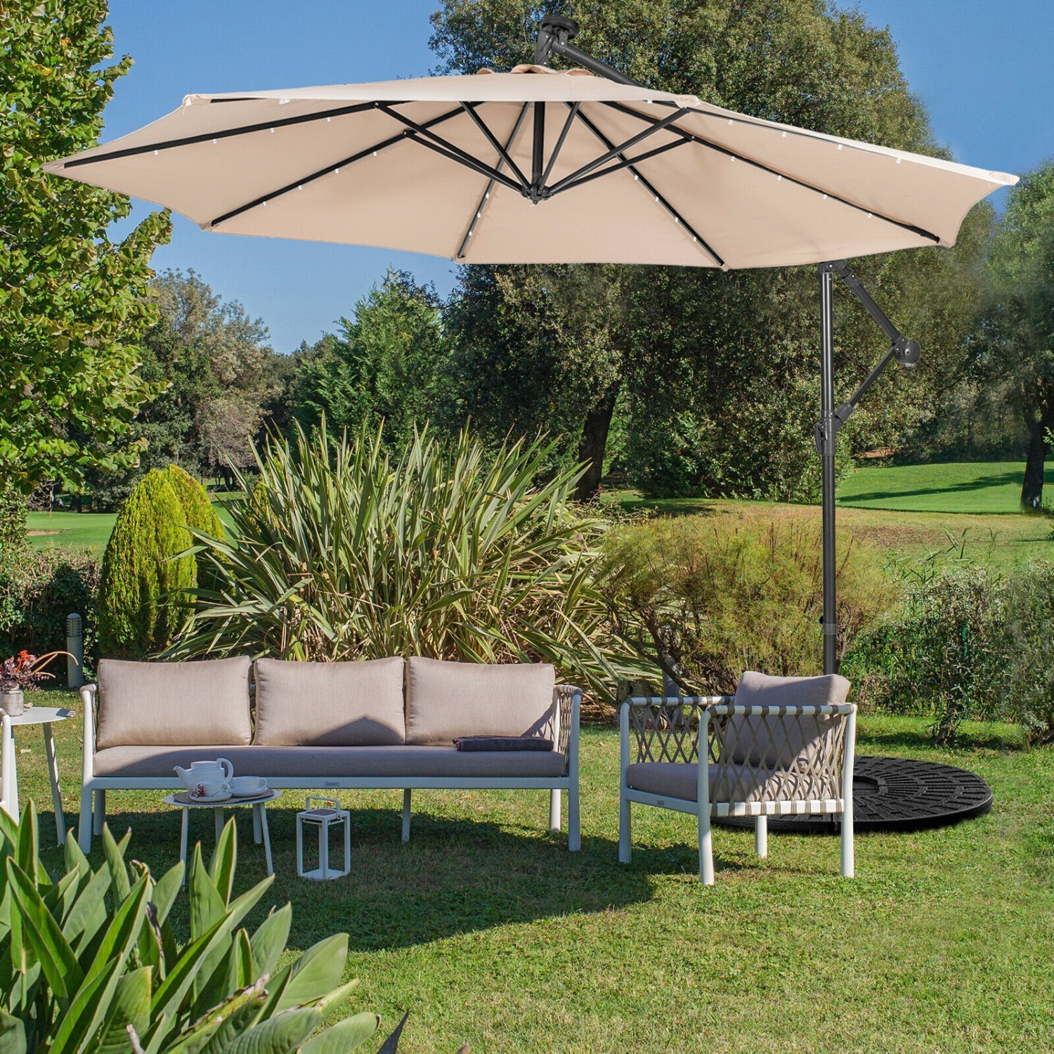 10 Feet Patio Cantilever Umbrella with Tilting System
