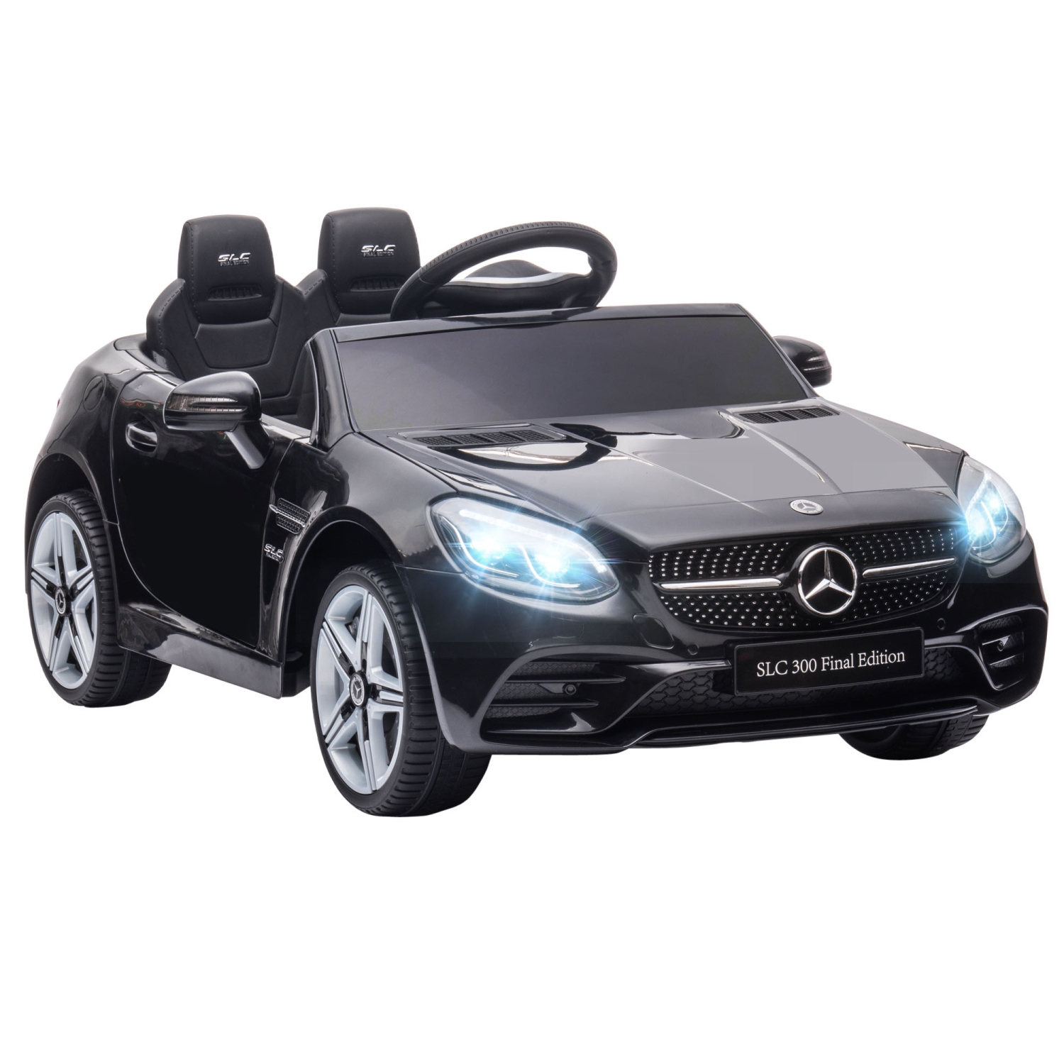 Aosom 12V Electric Ride on Car, Kids Ride-on Toy for Boys and Girls with Parent Remote Control, Suspension Wheels, Horn Honking, Music, Lights, for 3-6 Years, Black