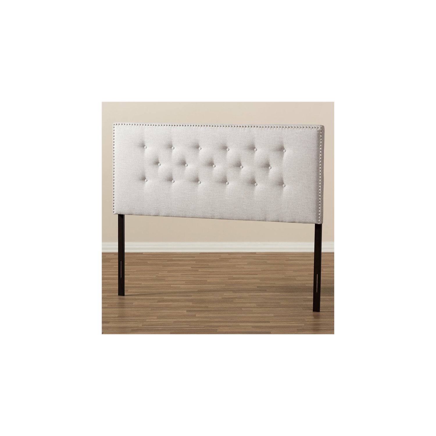Baxton Studio Windsor Tufted Queen Panel Headboard in Grayish Beige