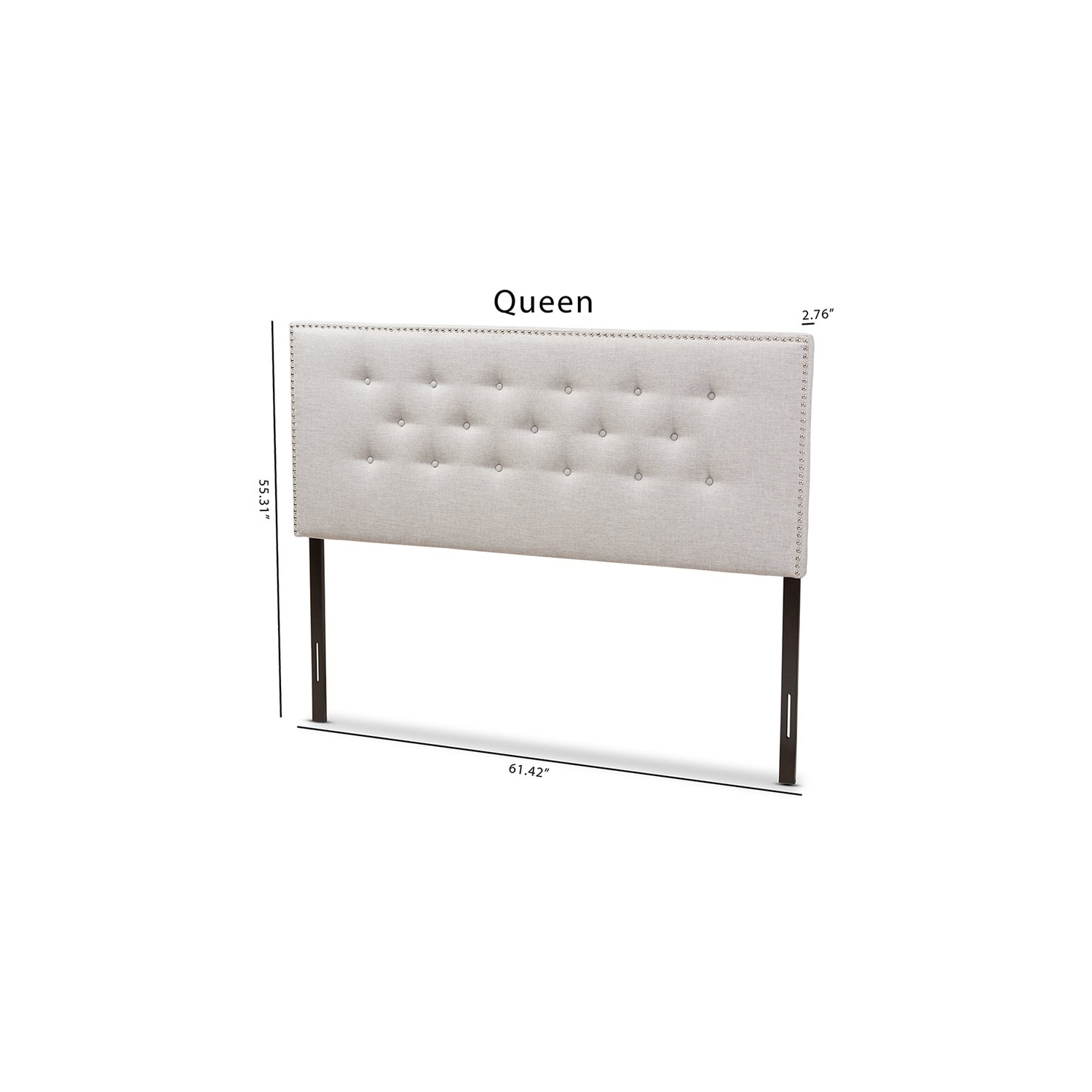 Baxton Studio Windsor Tufted Queen Panel Headboard in Grayish Beige