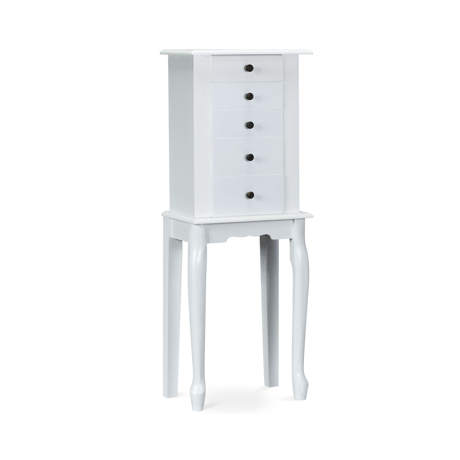 Gymax Mirrored Armoire Jewelry Cabinet Free Standing Organizer Storage Box Chest Black/White