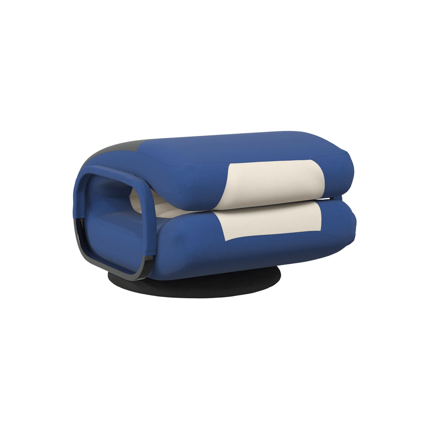 vidaXL Swivel Floor Chair Blue and Cream Fabric