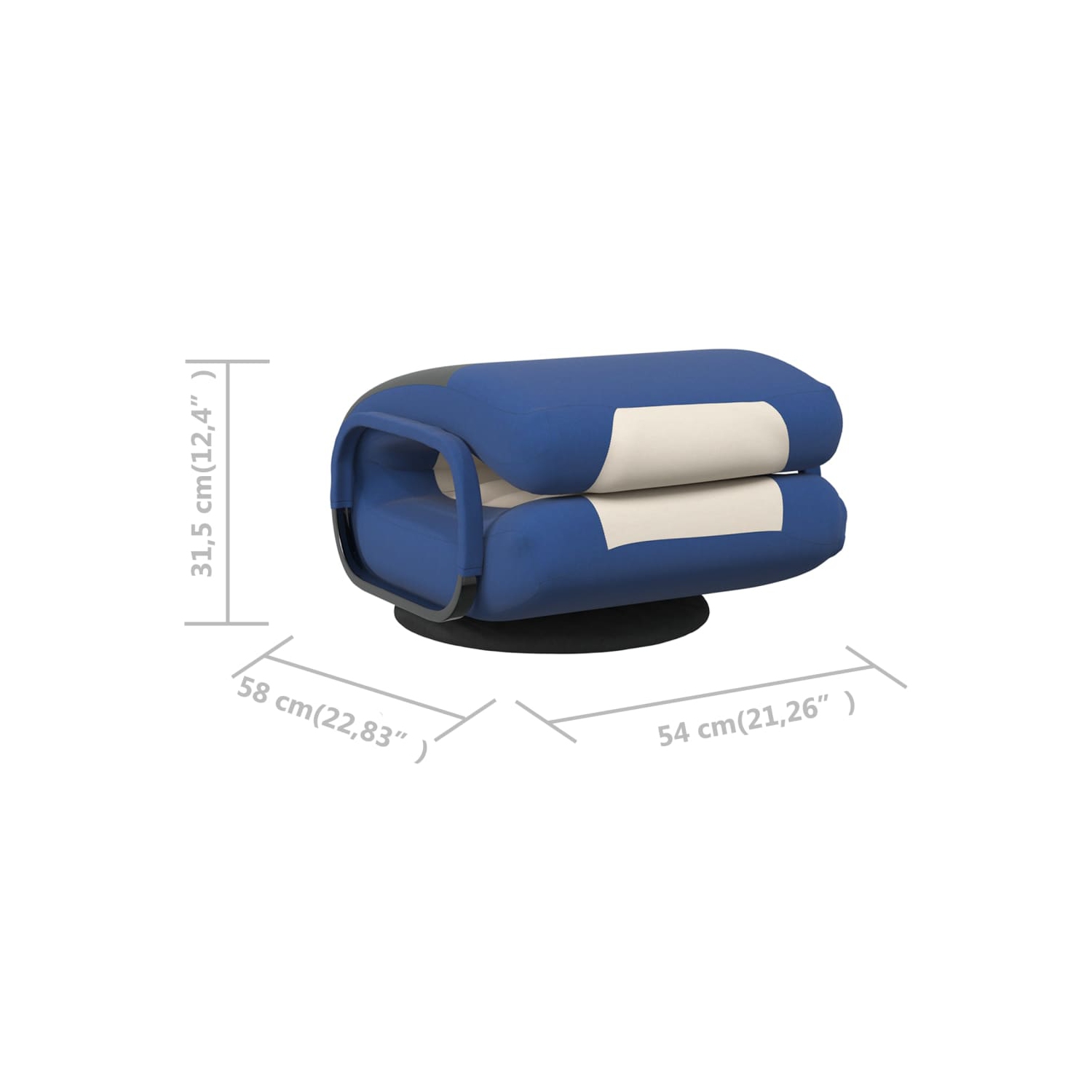 vidaXL Swivel Floor Chair Blue and Cream Fabric