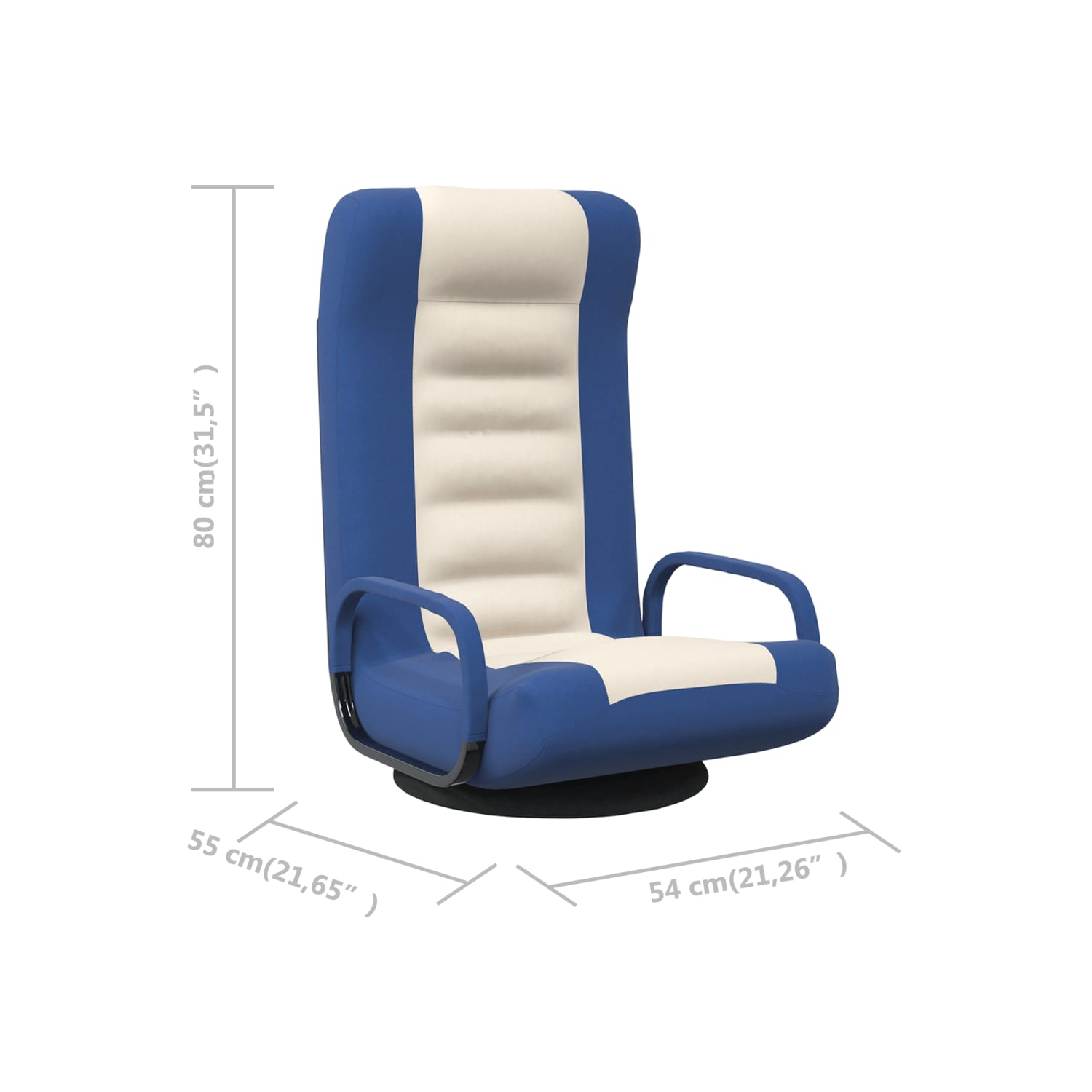 vidaXL Swivel Floor Chair Blue and Cream Fabric