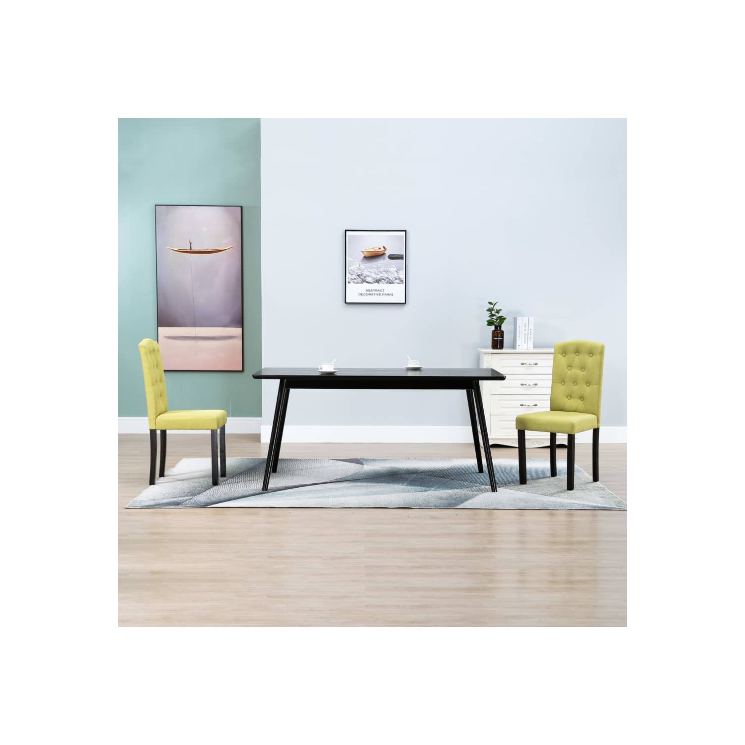 vidaXL Dining Chairs 2 pcs Green Fabric