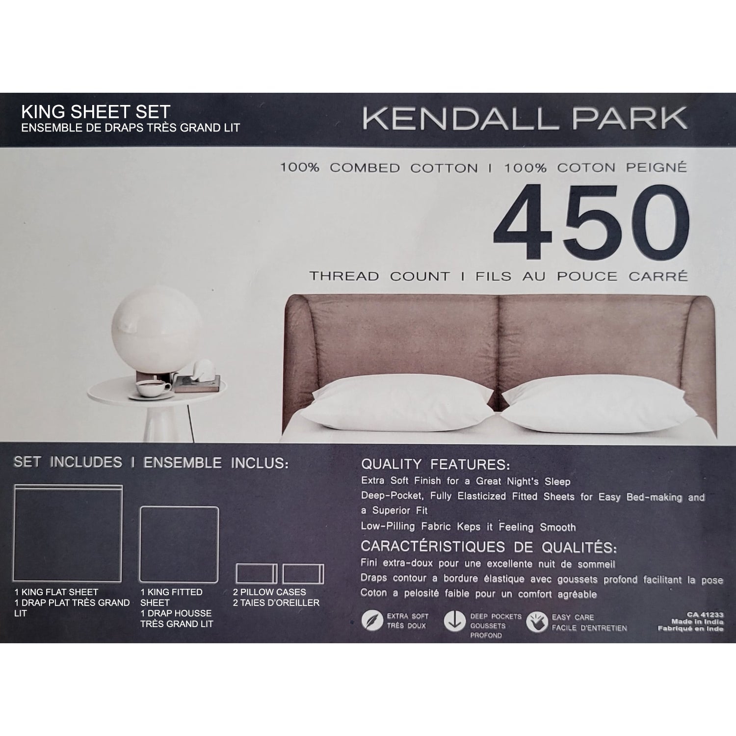 Cotton House - 100% Cotton Sheet Set, 450 Thread Count, King Size, White