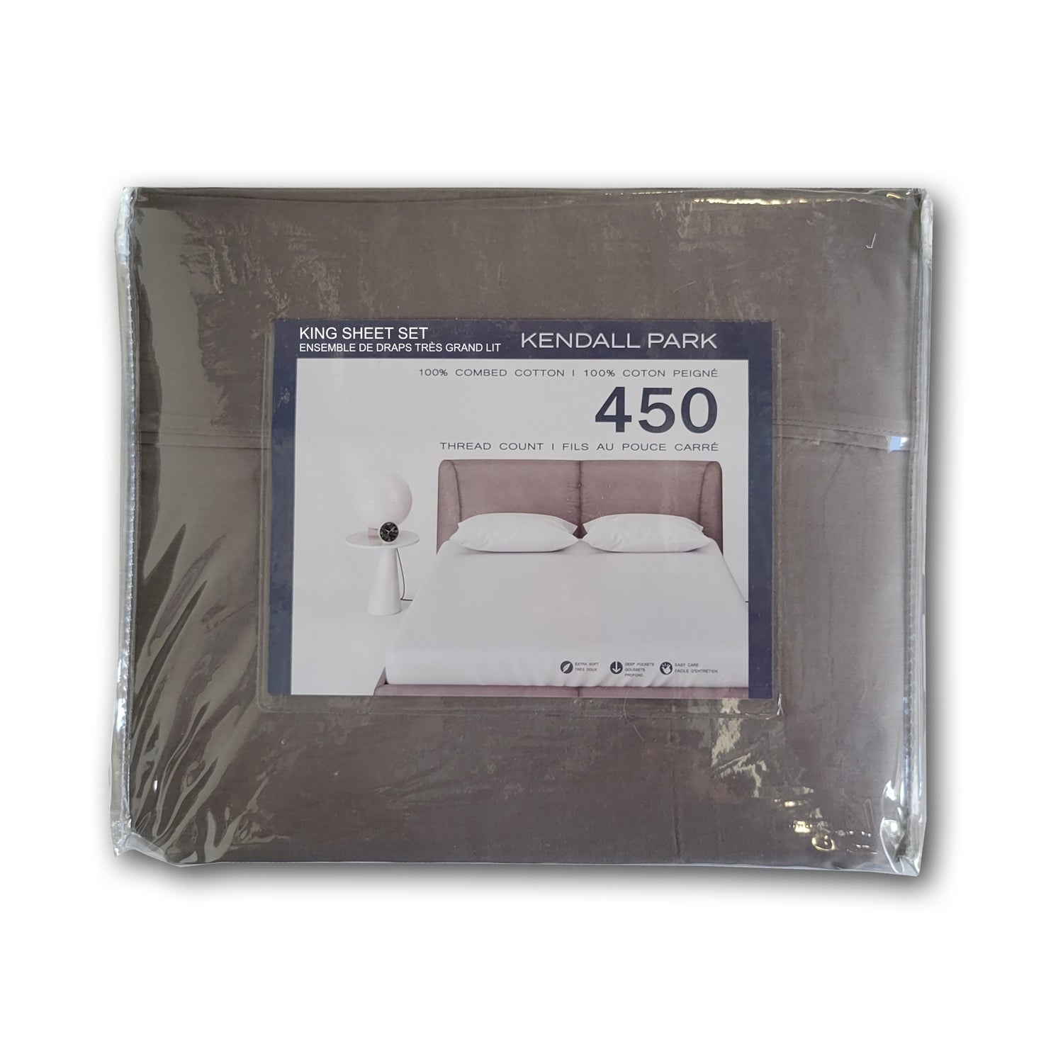 Cotton House - 100% Cotton Sheet Set, 450 Thread Count, King Size, Charcoal