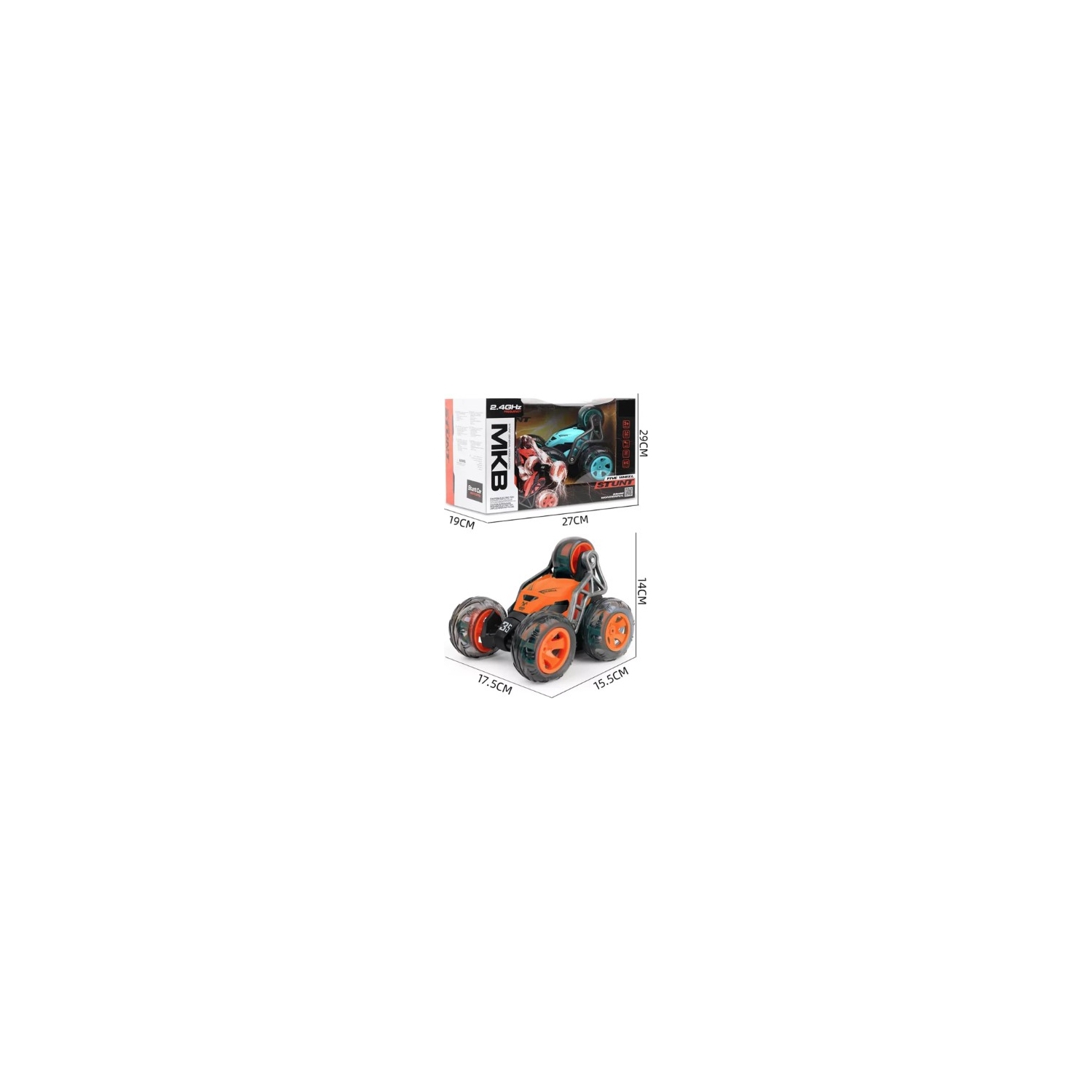 MKB Five Wheel Stunt Car – Premium R/C 2.4GHz with Lights, Full Function Control, 360° Spin Flip Stunt, Ages 3+