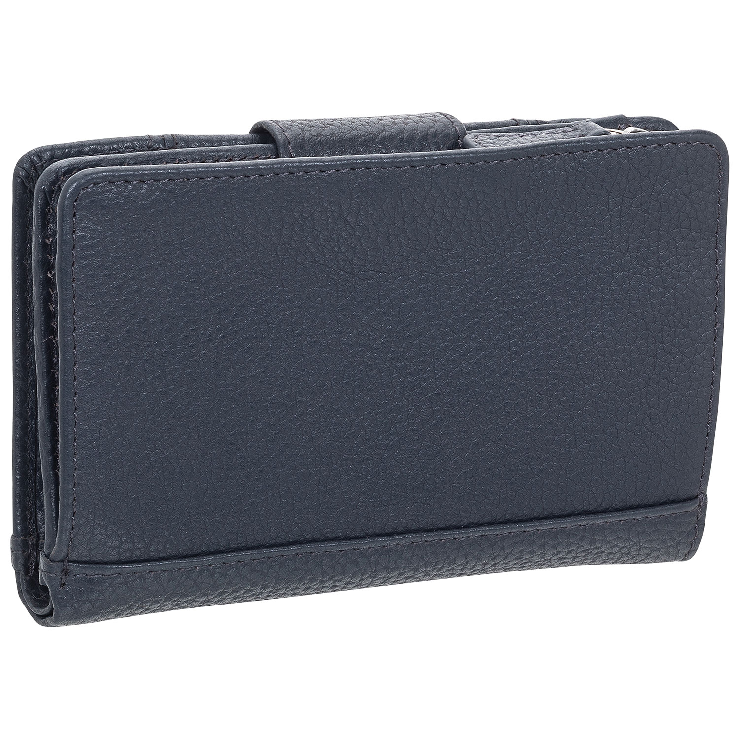 Mancini Pebble RFID Genuine Leather Bi-fold 17-Slot Clutch Wallet - Navy