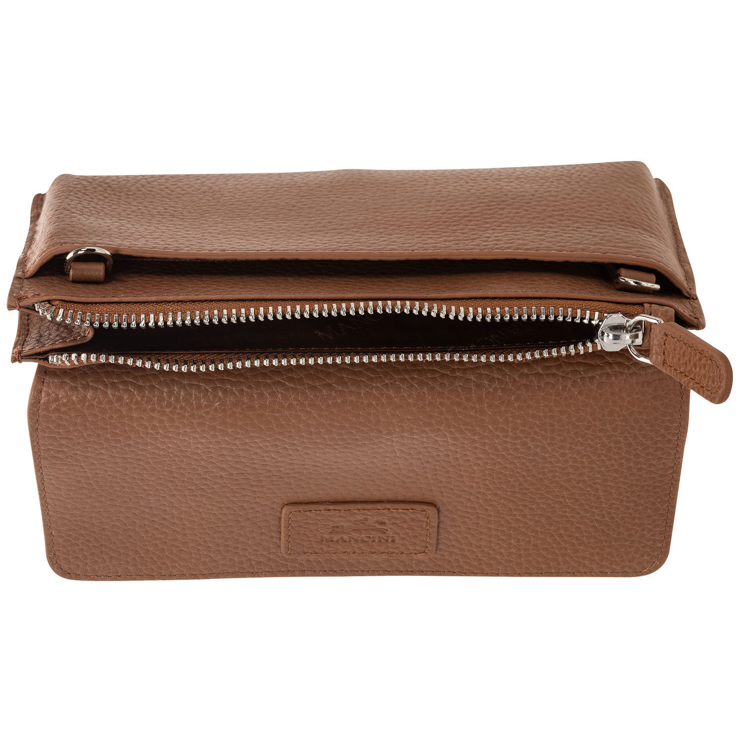 Portefeuille RFID à deux volets en cuir véritable Pebble de Mancini - Chameau