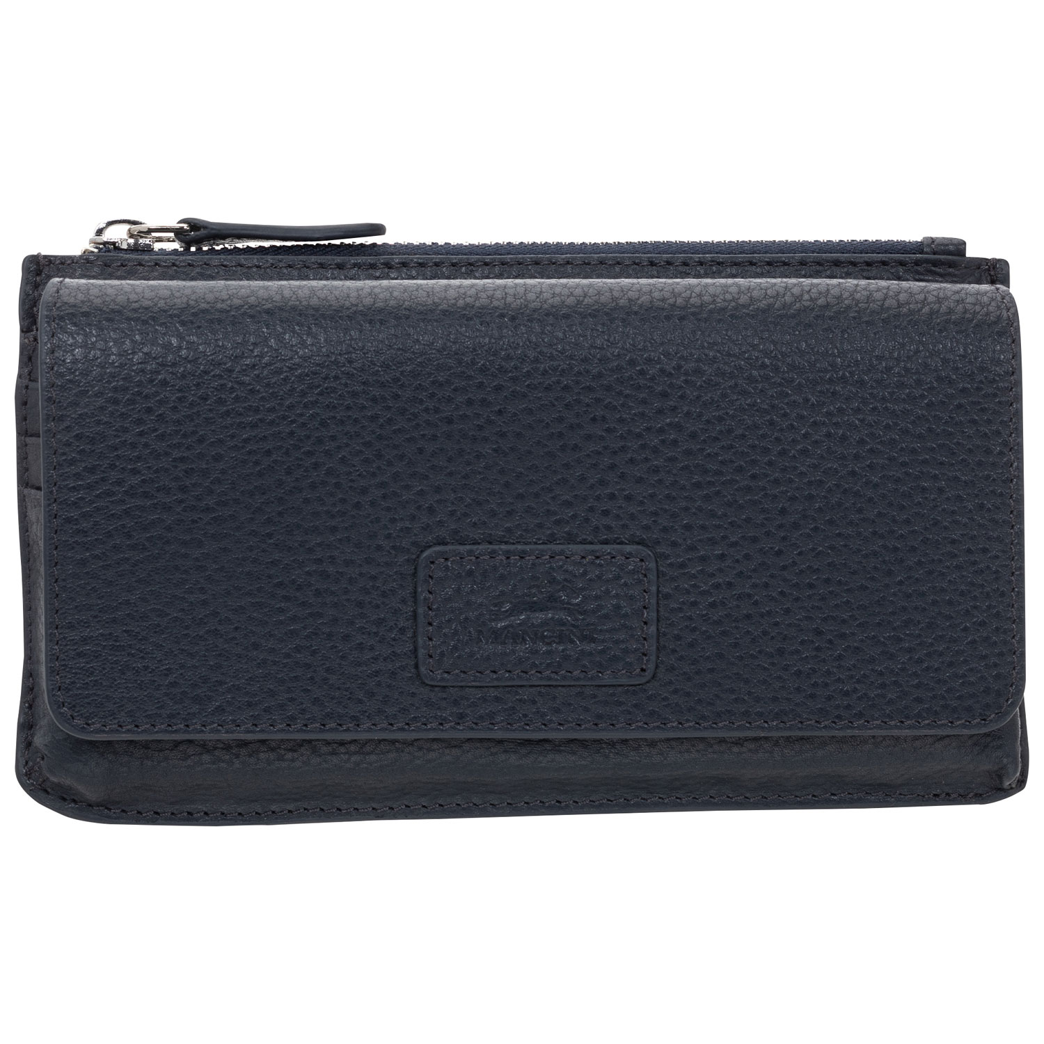 Mancini Pebble RFID Genuine Leather Bi-fold Wallet - Navy