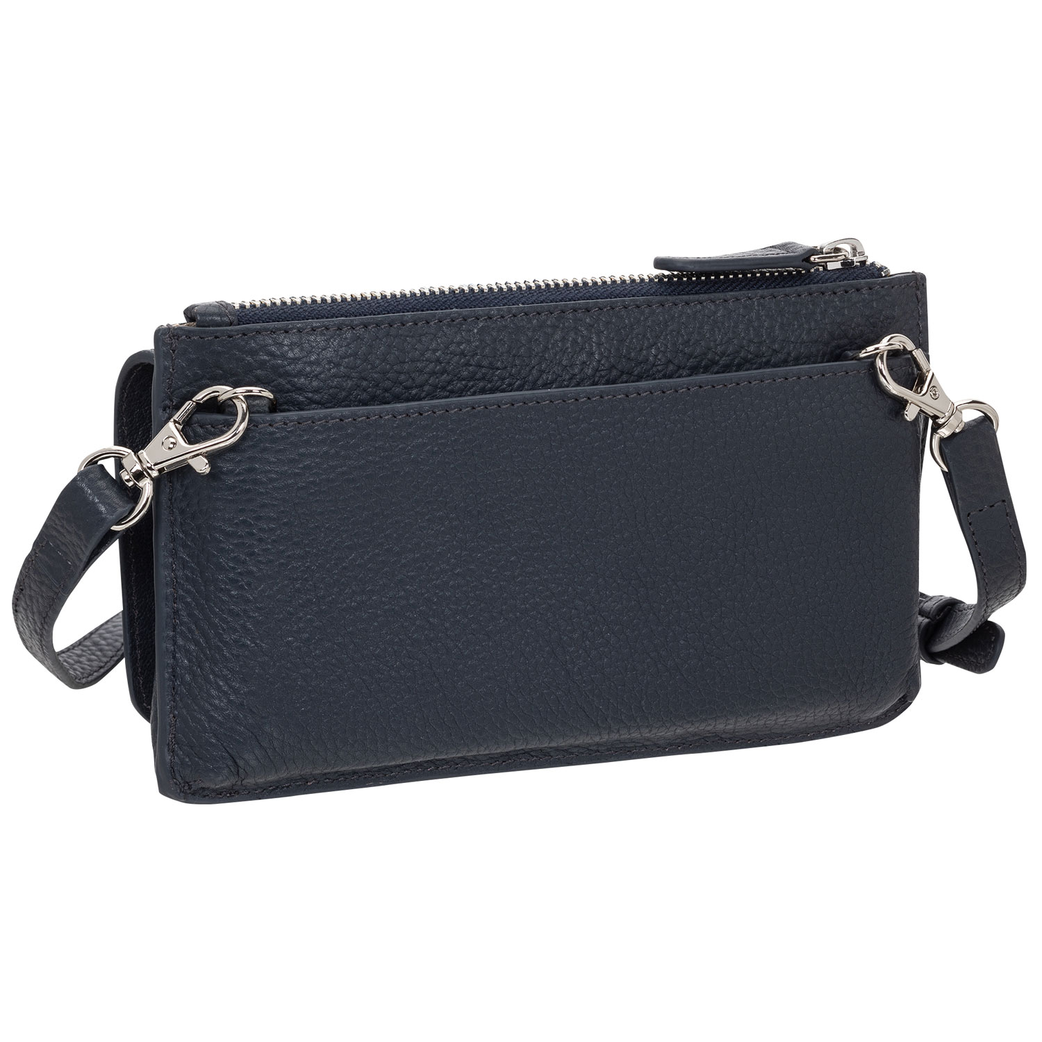 Mancini Pebble RFID Genuine Leather Bi-fold Wallet - Navy