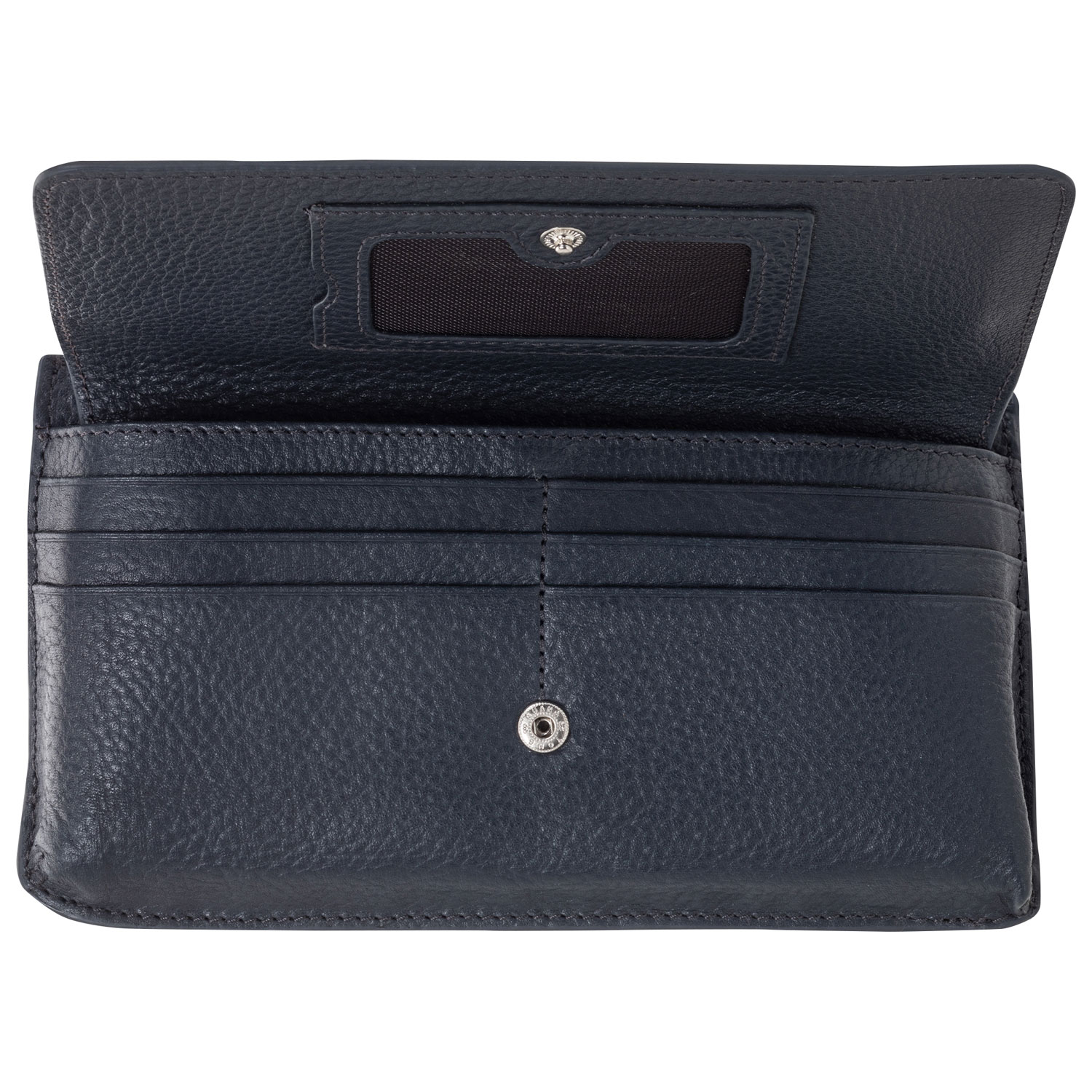 Mancini Pebble RFID Genuine Leather Bi-fold Wallet - Navy