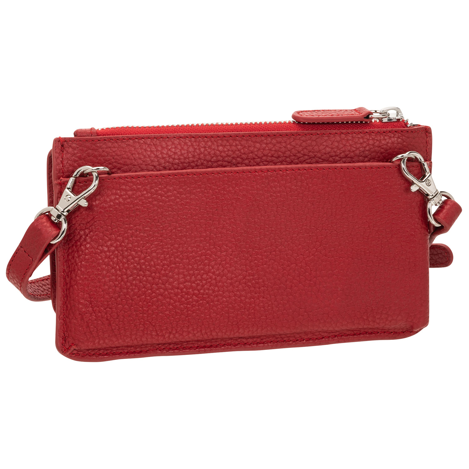 Portefeuille RFID à deux volets en cuir véritable Pebble de Mancini - Rouge