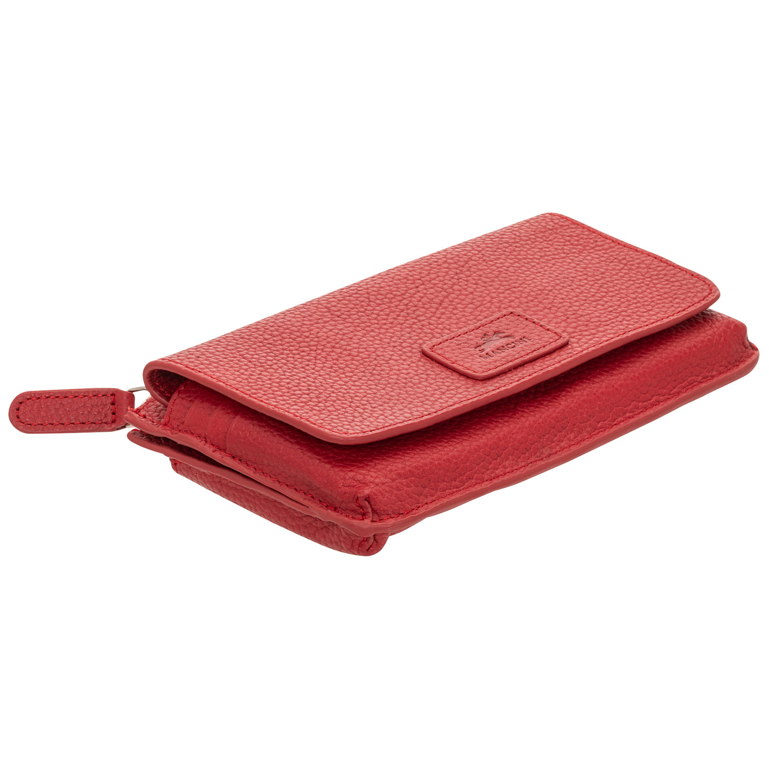 Portefeuille RFID à deux volets en cuir véritable Pebble de Mancini - Rouge