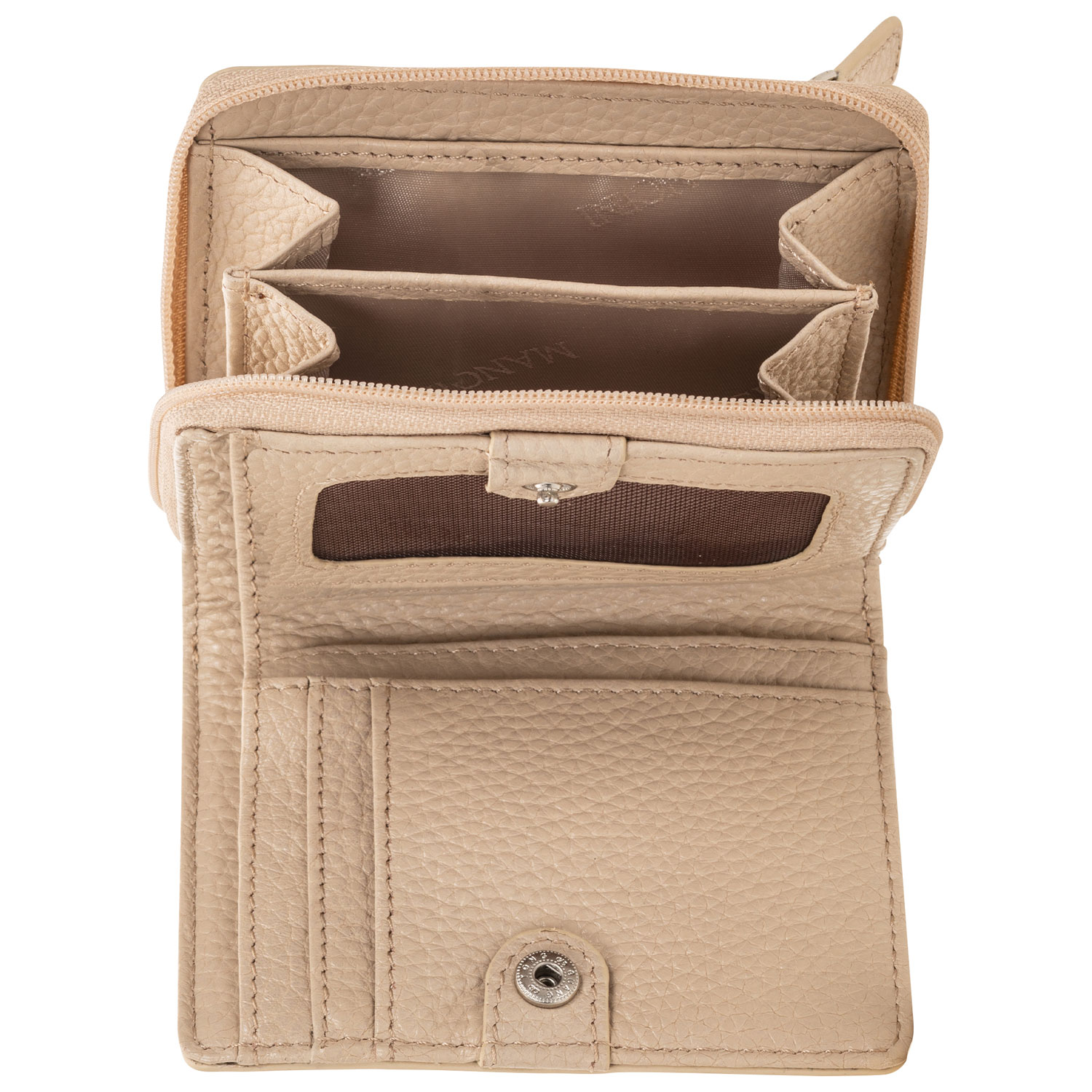 Mancini Pebble RFID Genuine Leather Bi-fold 7-Slot Clutch Wallet - Bone