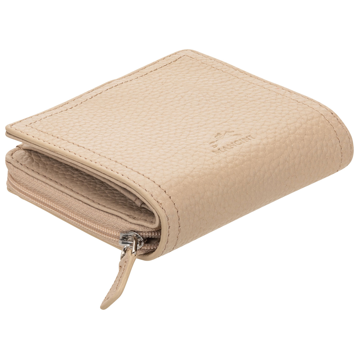 Mancini Pebble RFID Genuine Leather Bi-fold 7-Slot Clutch Wallet - Bone