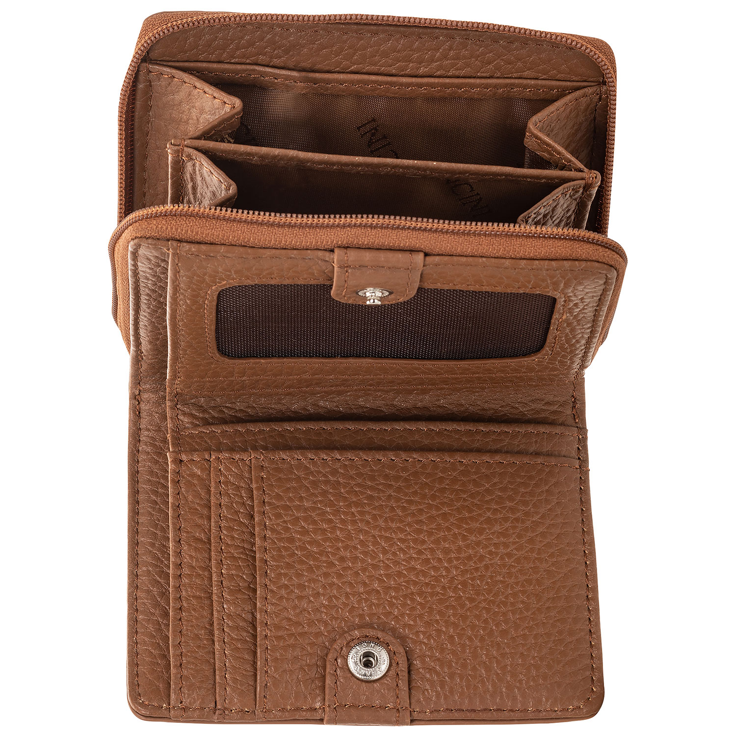 Pochette-portefeuille RFID en cuir véritable à deux volets et 7 fentes Pebble de Mancini - Chameau