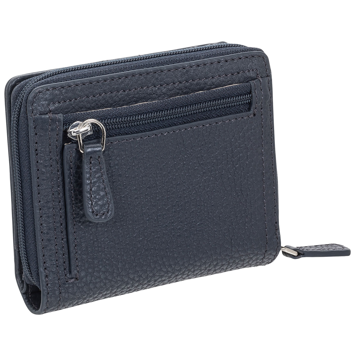 Mancini Pebble RFID Genuine Leather Bi-fold 7-Slot Clutch Wallet - Navy