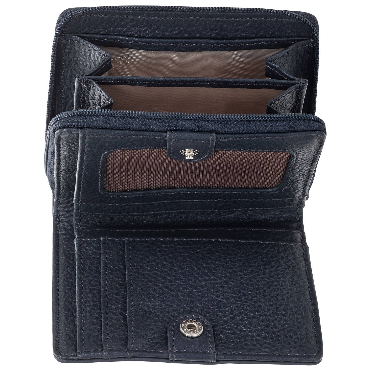 Mancini Pebble RFID Genuine Leather Bi-fold 7-Slot Clutch Wallet - Navy