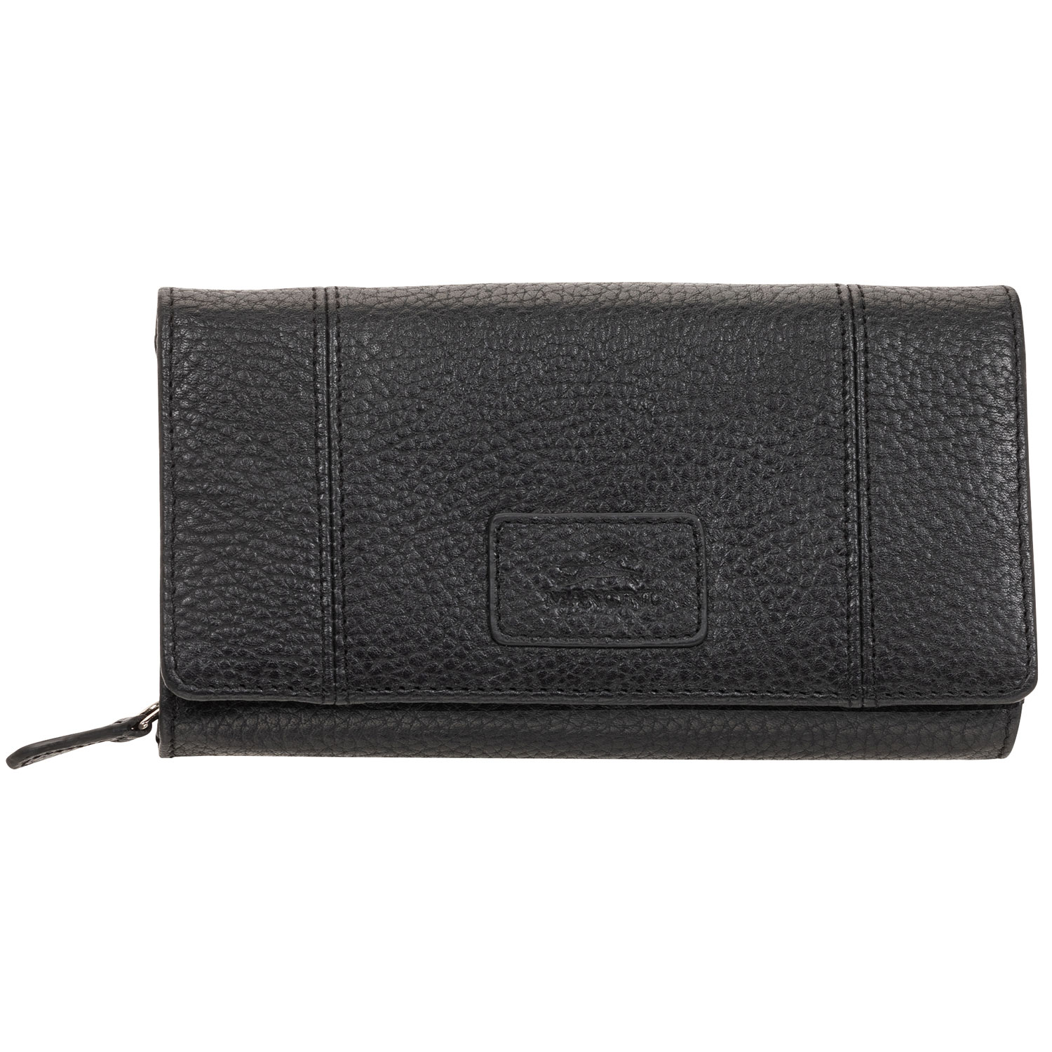 Pochette-portefeuille RFID en cuir véritable à deux volets et 21 fentes Pebble de Mancini - Noir