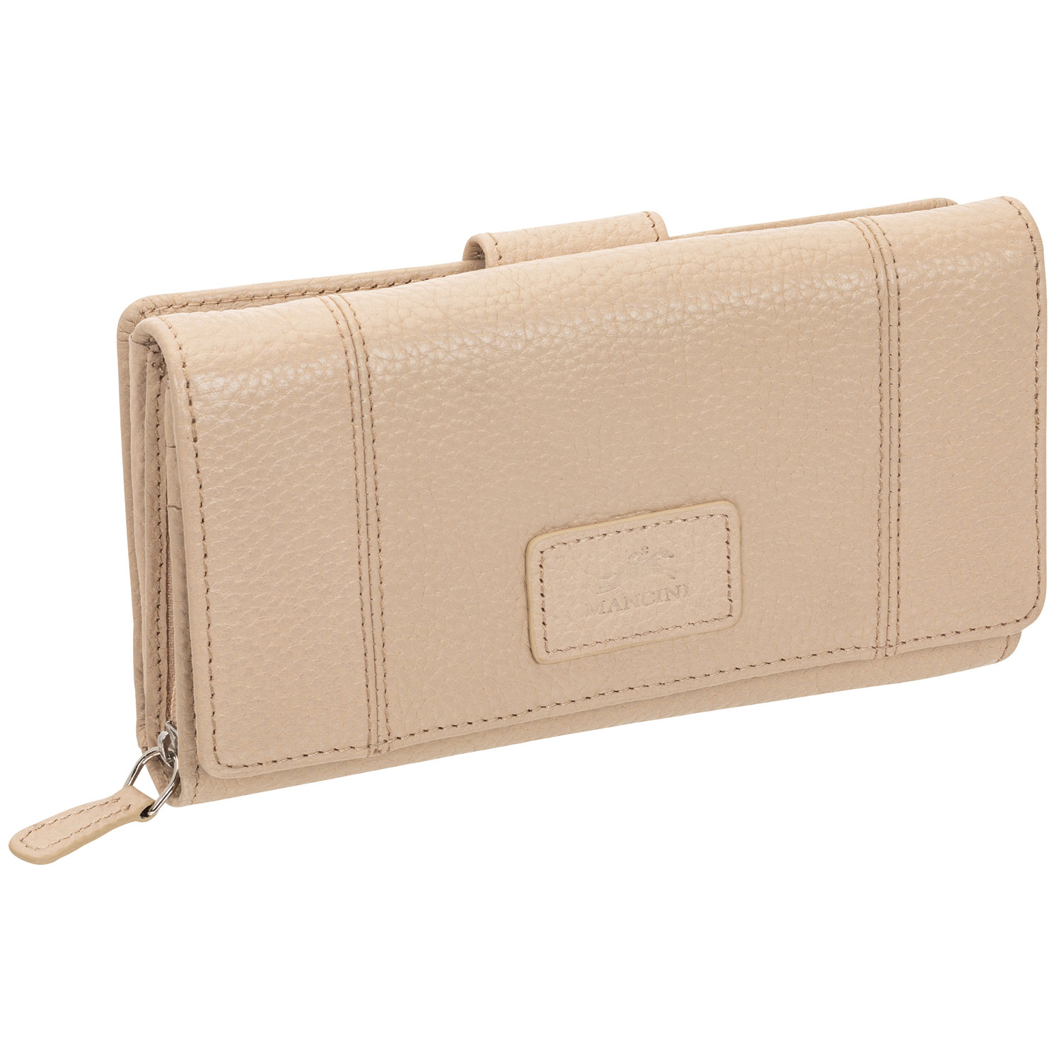 Mancini Pebble RFID Genuine Leather Bi-fold 21-Slot Clutch Wallet - Bone