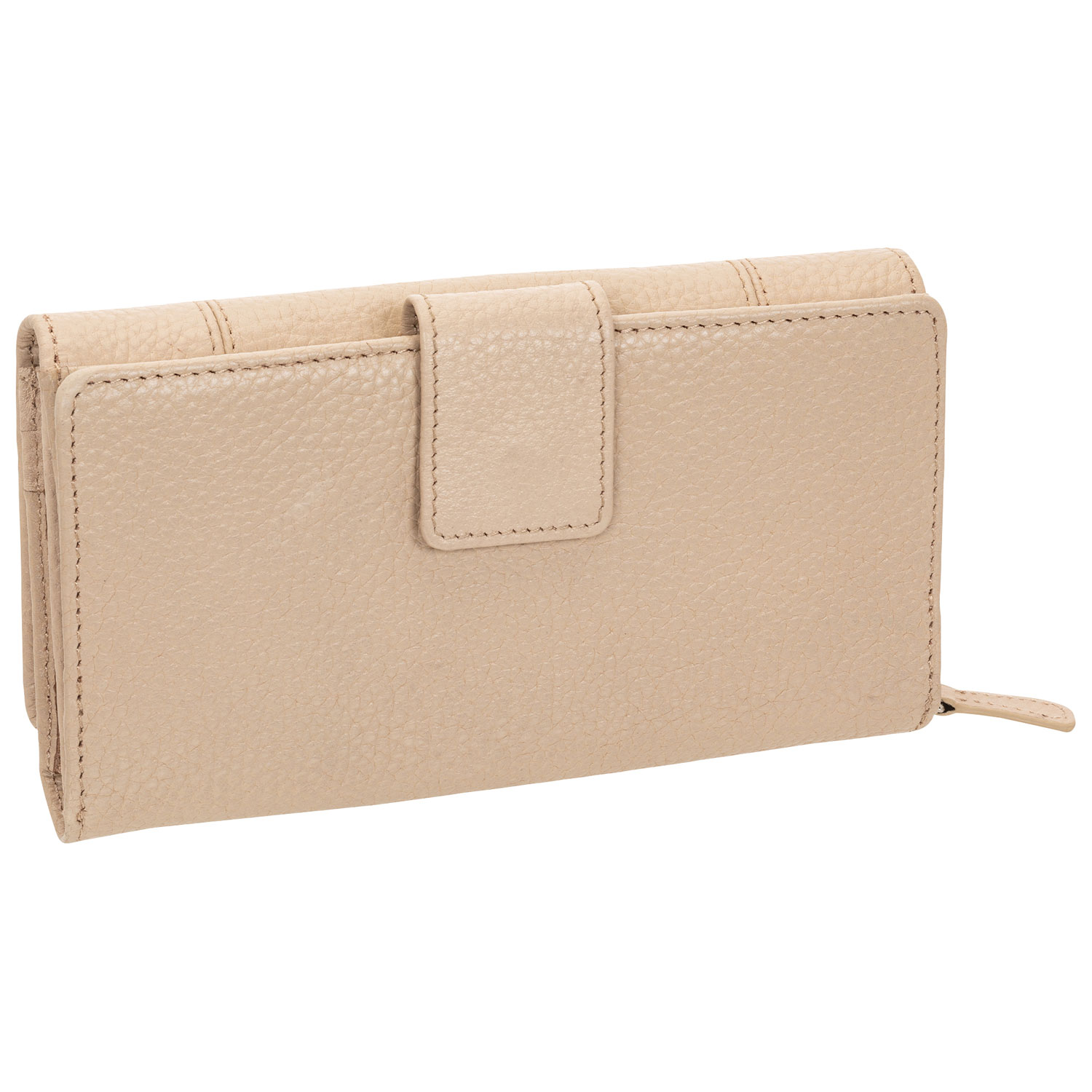 Mancini Pebble RFID Genuine Leather Bi-fold 21-Slot Clutch Wallet - Bone