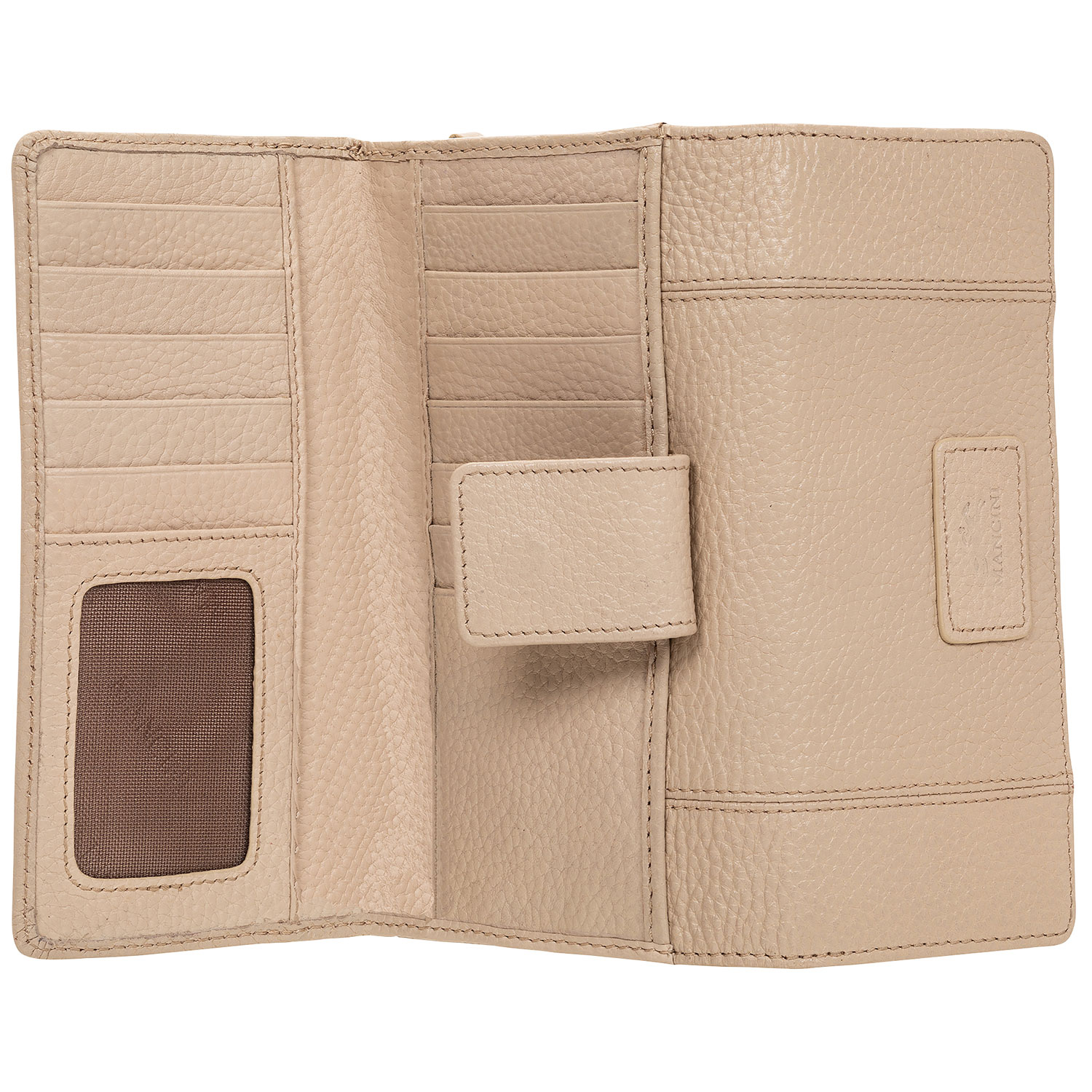 Mancini Pebble RFID Genuine Leather Bi-fold 21-Slot Clutch Wallet - Bone