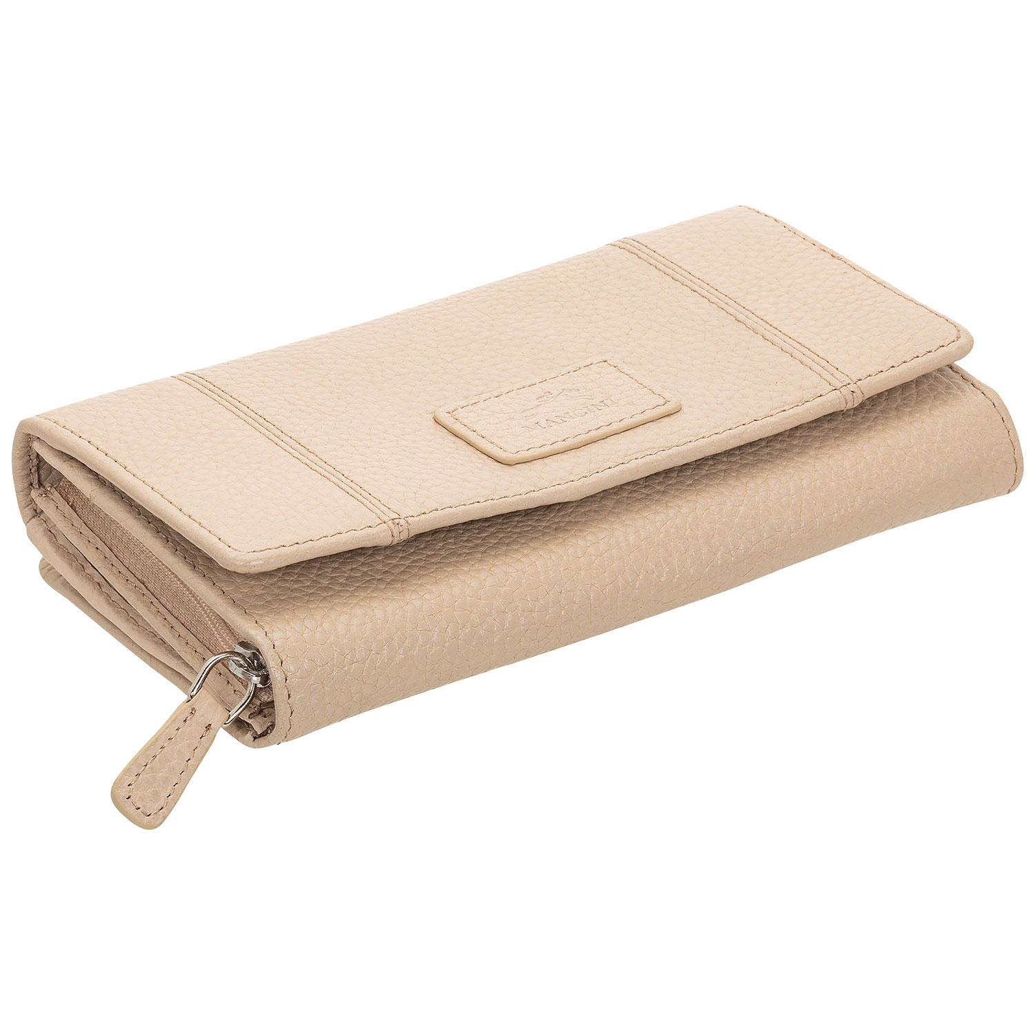 Mancini Pebble RFID Genuine Leather Bi-fold 21-Slot Clutch Wallet - Bone